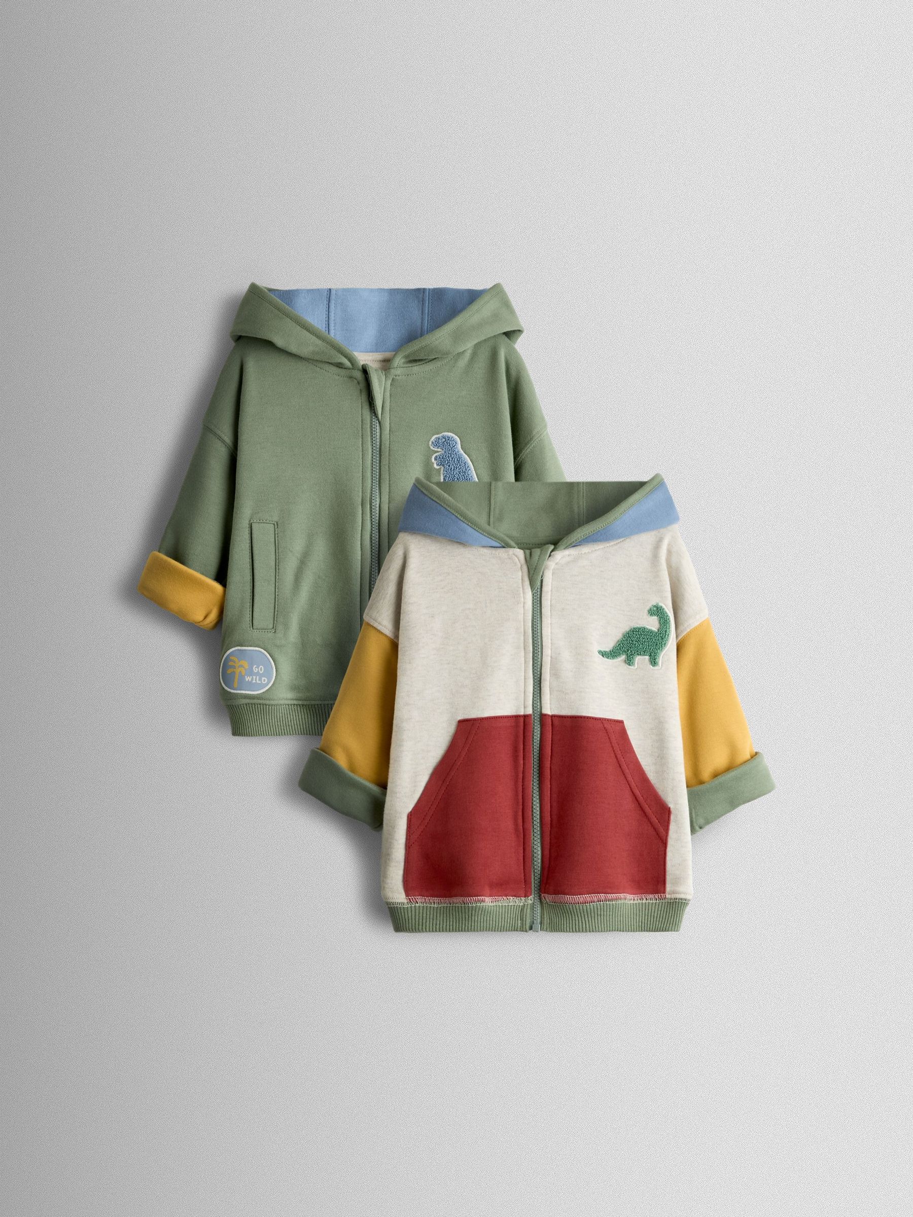 Khaki Contemporary Boucle Dino Reversible Hoodie (G05310) | £27 - £29