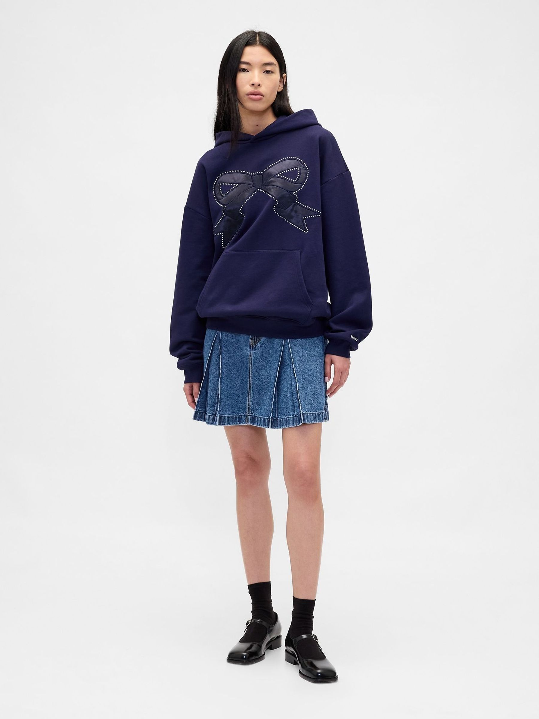 Blue Sandy Liang Pleated Denim Mini Skirt (G05348) | £65