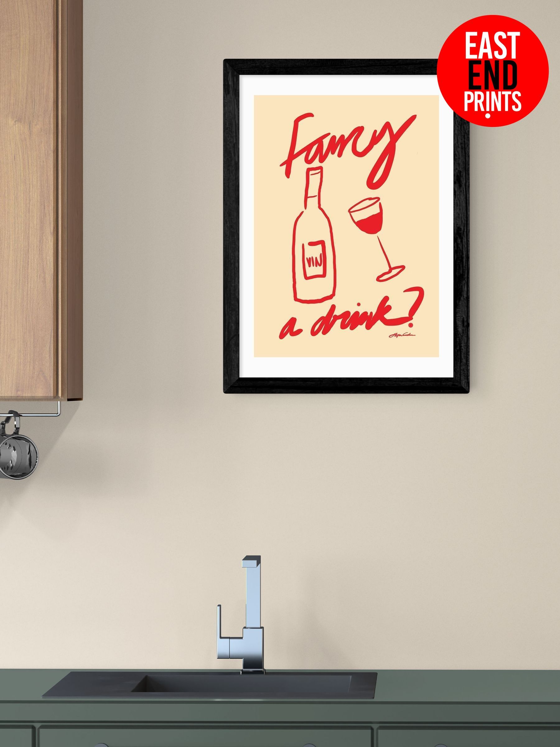 Black Fancy a Drink Wall Art Print by Stephie Cardona (G06388) | £50 - £130