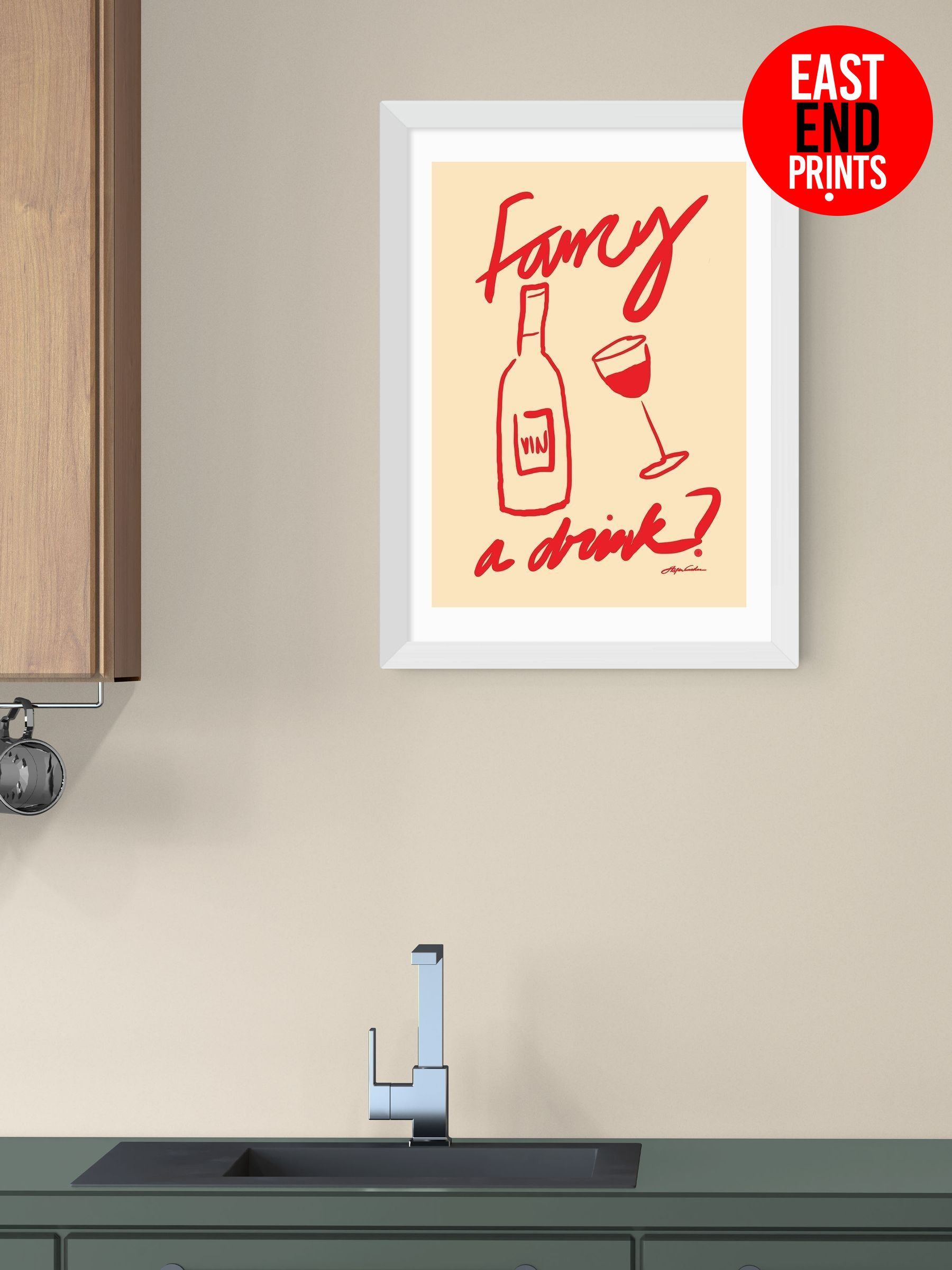 White Fancy a Drink Wall Art Print by Stephie Cardona (G06389) | £50 - £130