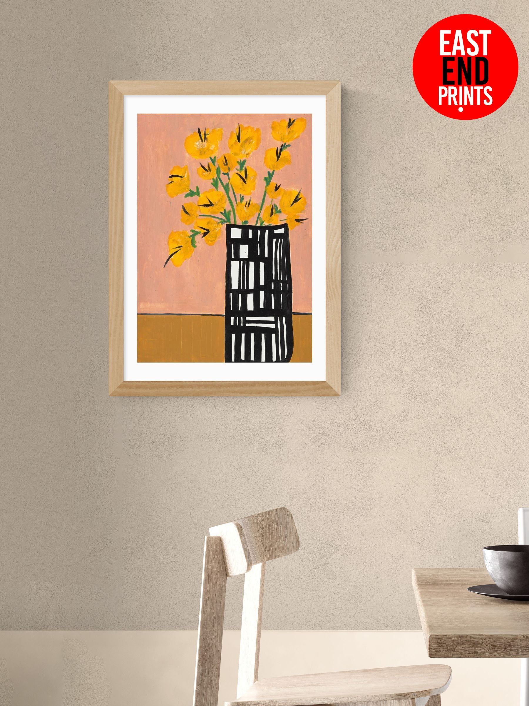 Oak Black and White Vase Wall Art Print by Lucy Muss (G06392) | £50 - £130