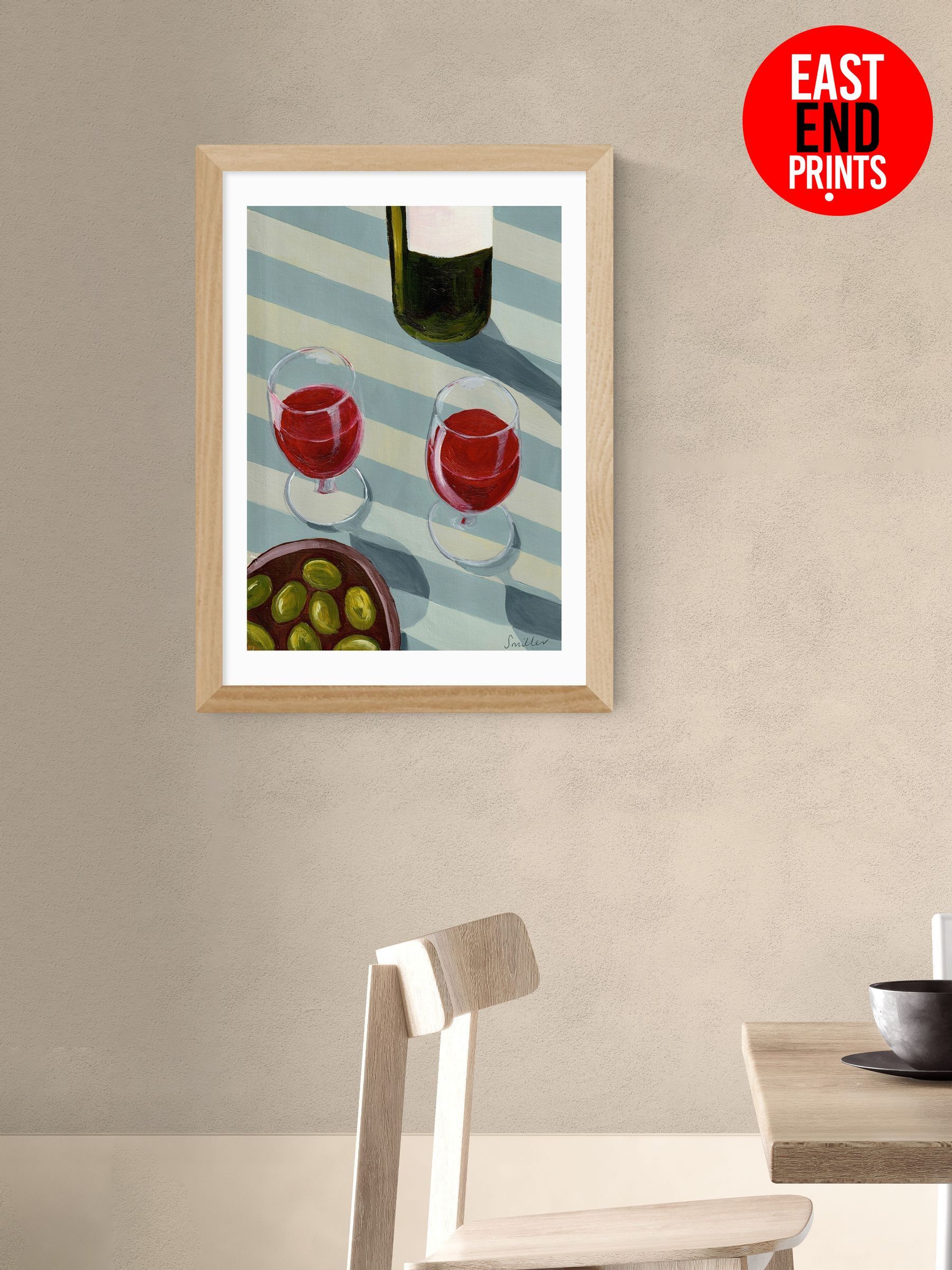 Oak Blue Wine Time Wall Art Print by Susie Miller (G06401) | £50 - £130