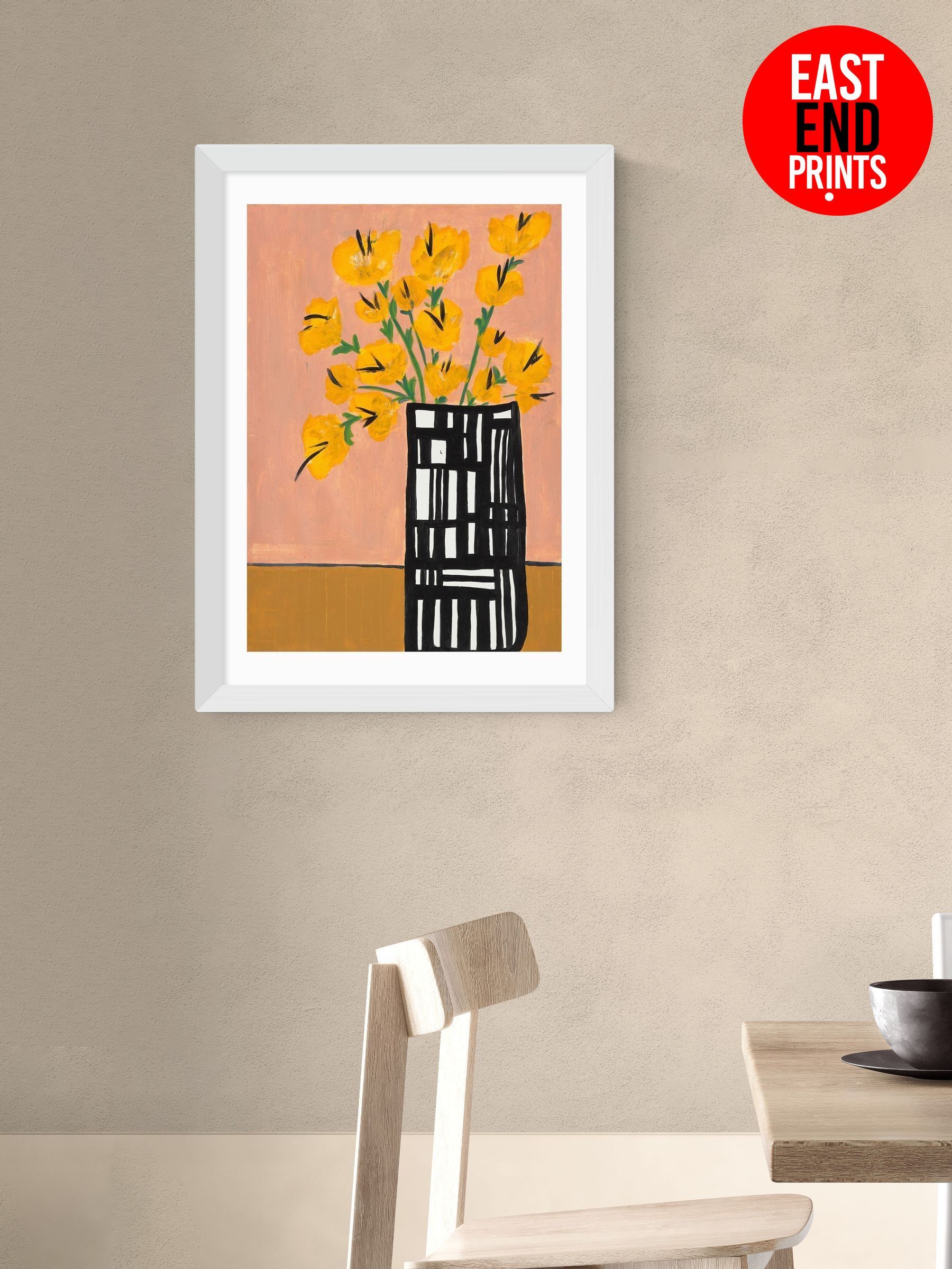White Black and White Vase Wall Art Print by Lucy Muss (G06403) | £50 - £130