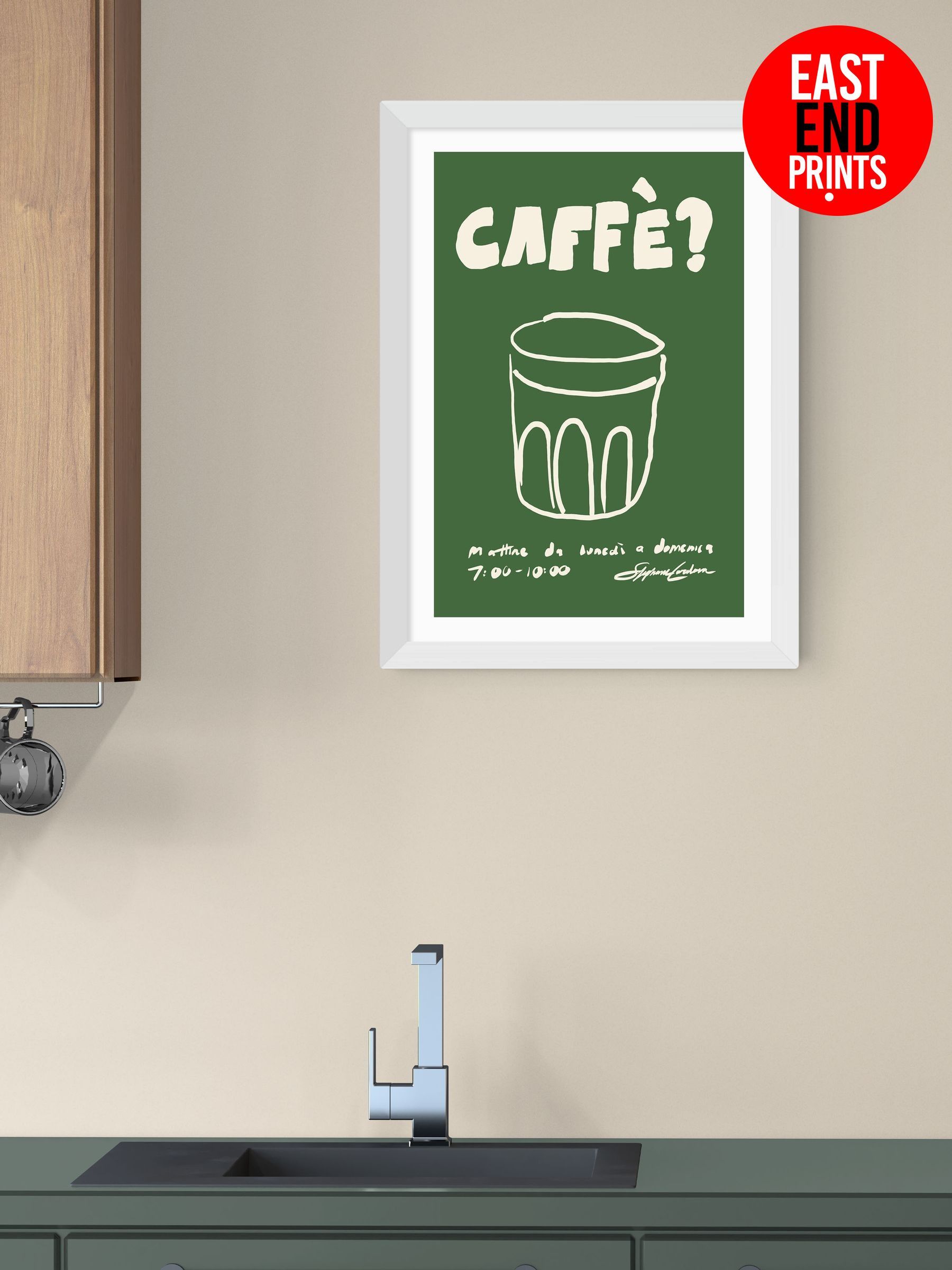 White Caffe Wall Art Print by Stephie Cardona (G06404) | £50 - £130