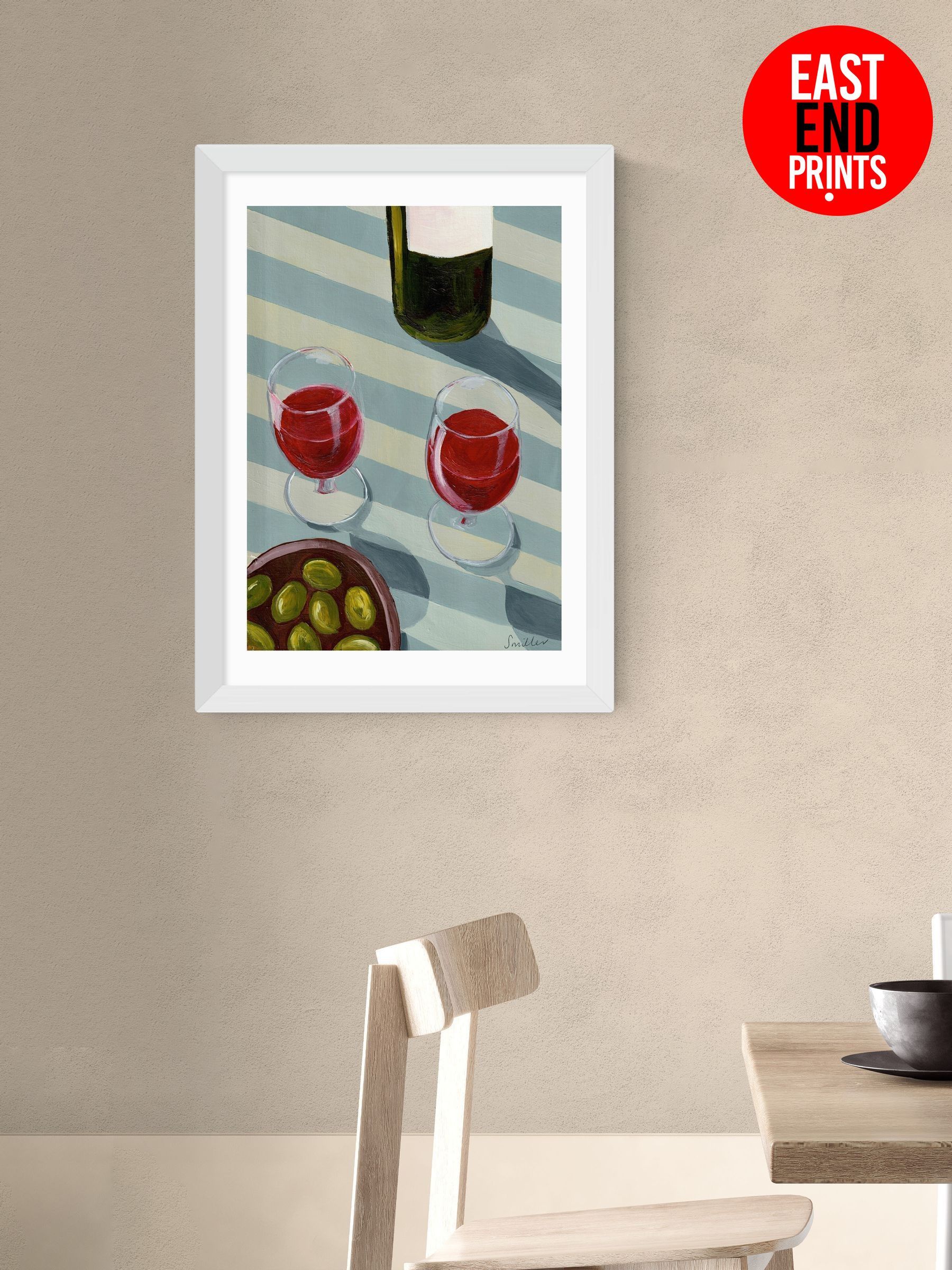 White Blue Wine Time Wall Art Print by Susie Miller (G06415) | £50 - £130