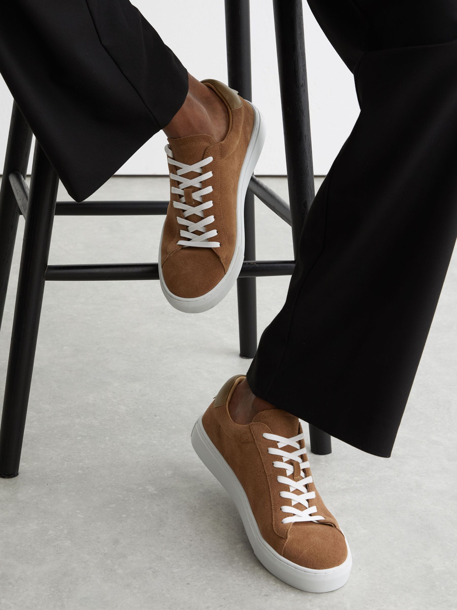 Suede Low-Top Trainers in Camel Brown (G07055) | £138