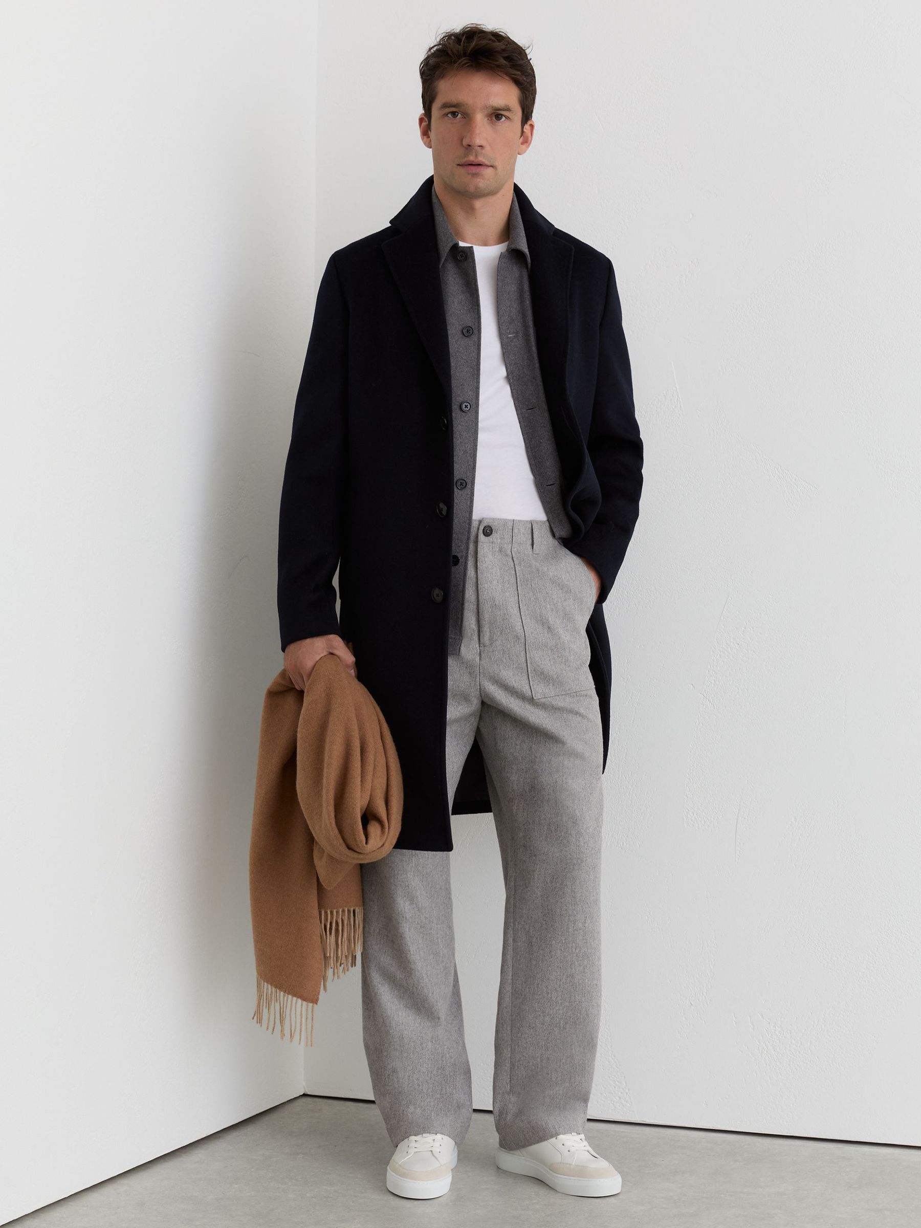 Wool-Blend Wide-Leg Trousers in Soft Grey (G07058) | £158