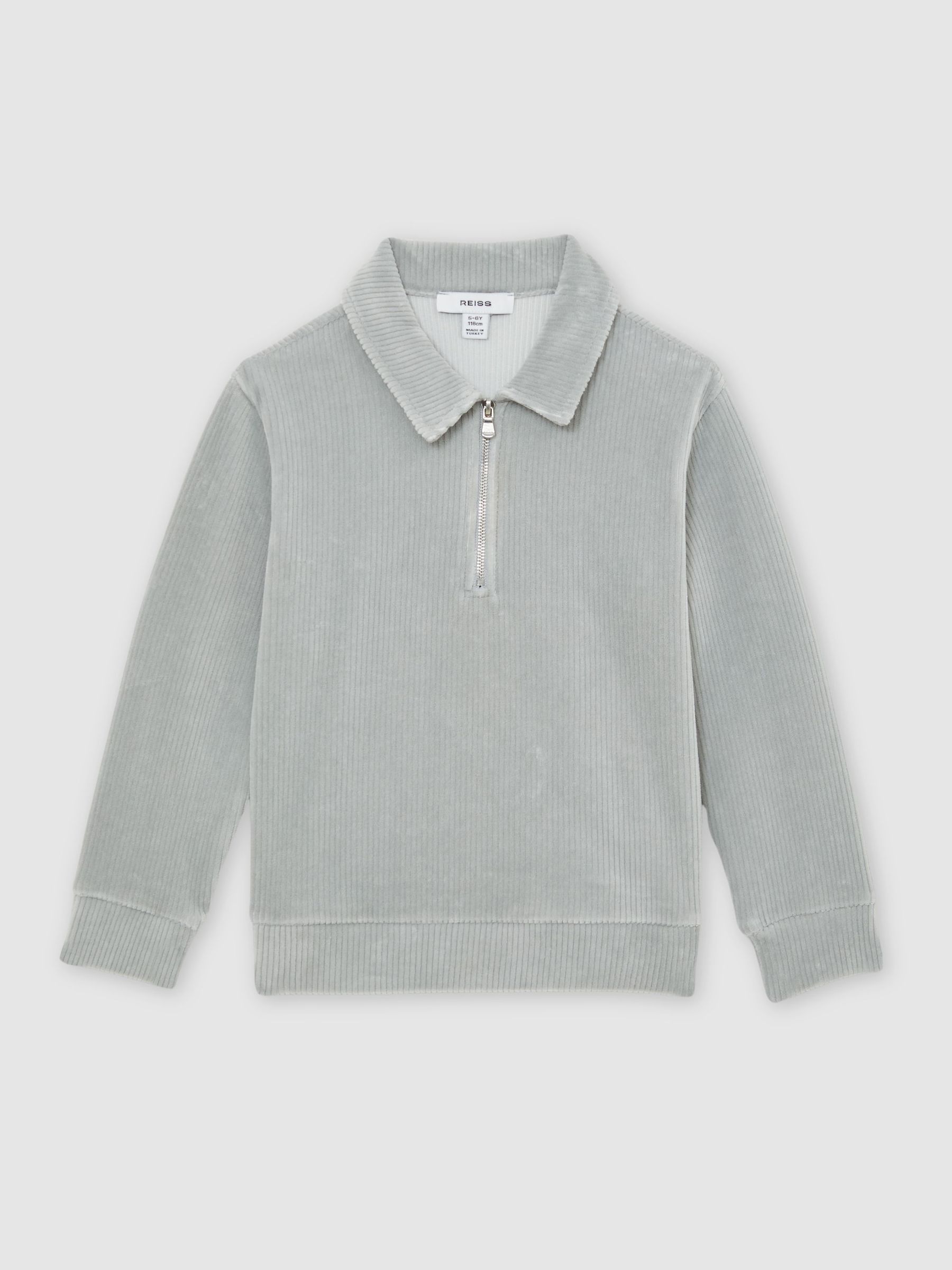 13-14 yrs Corduroy Half-Zip Polo Shirt in Soft Grey (G07065) | £46