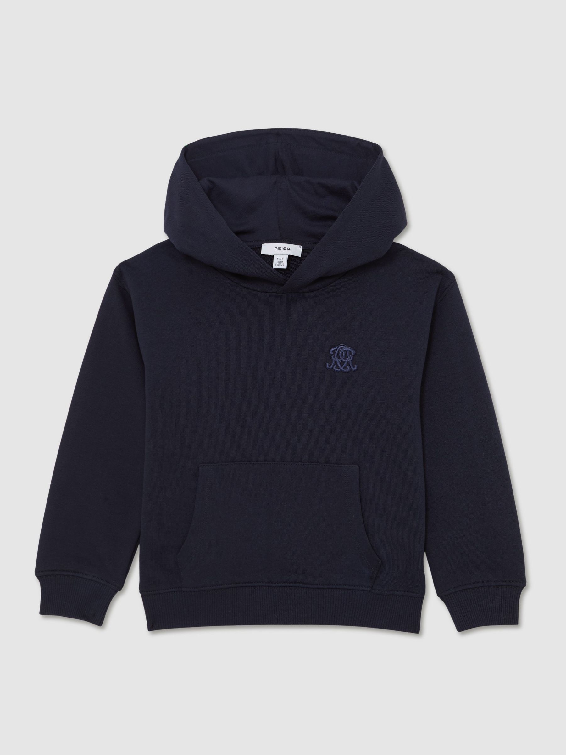 13-14 yrs Monogram Embroidered Relaxed Hoodie in Navy Blue (G07077) | £46