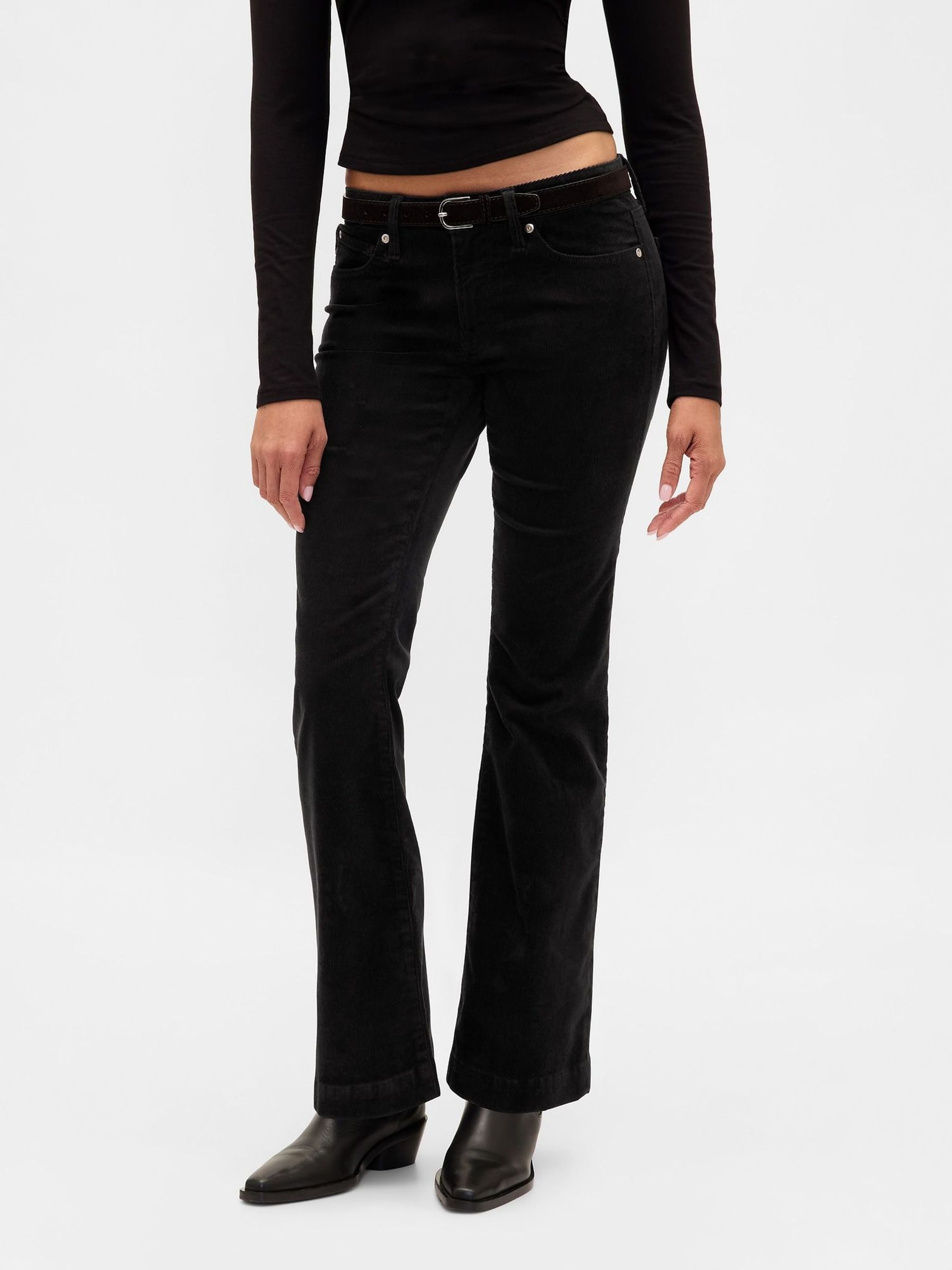 Black Low Rise Corduroy Long and Lean Trousers (G07242) | £50