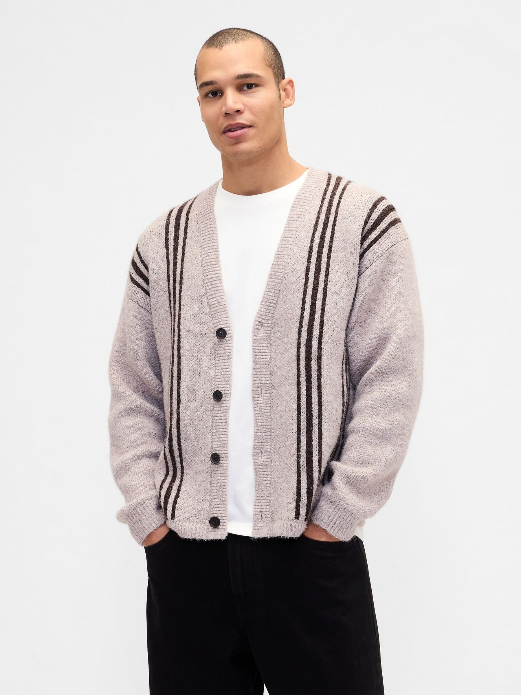 Grey Fuzzy Relaxed Crop Cardigan (G07251) | £50