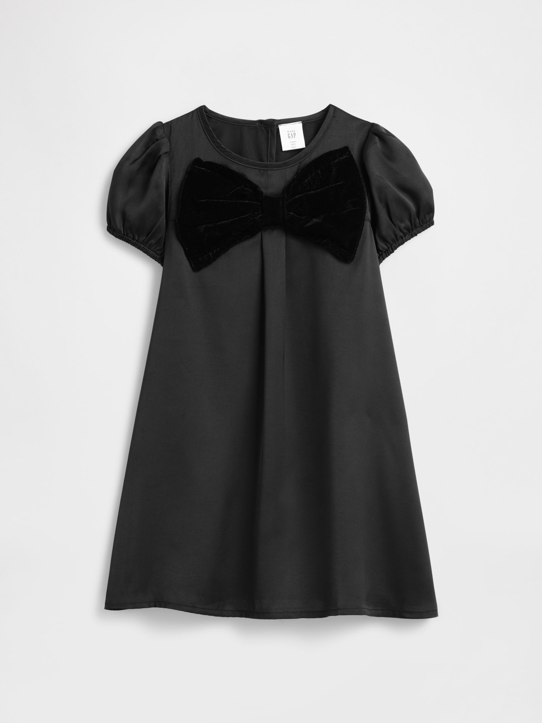 Black Puff Sleeve Bow Dress (G07266) | £25