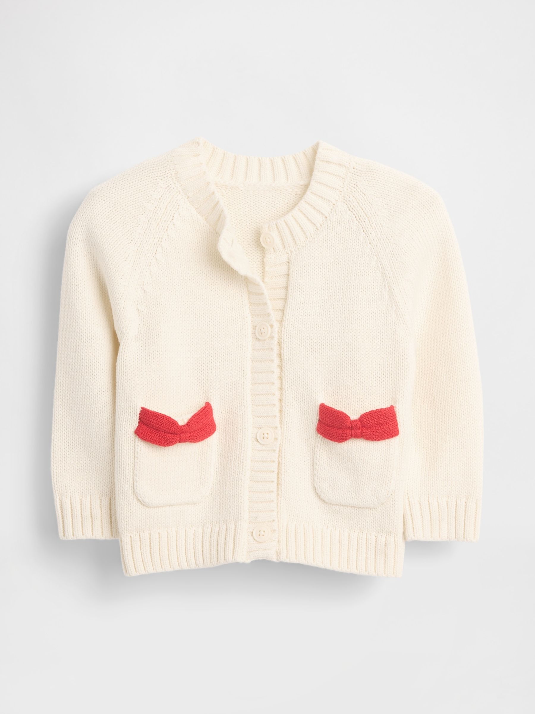 Cream Bow Pocket Cardigan Jumper (Newborn-24mths) (G07290) | £25