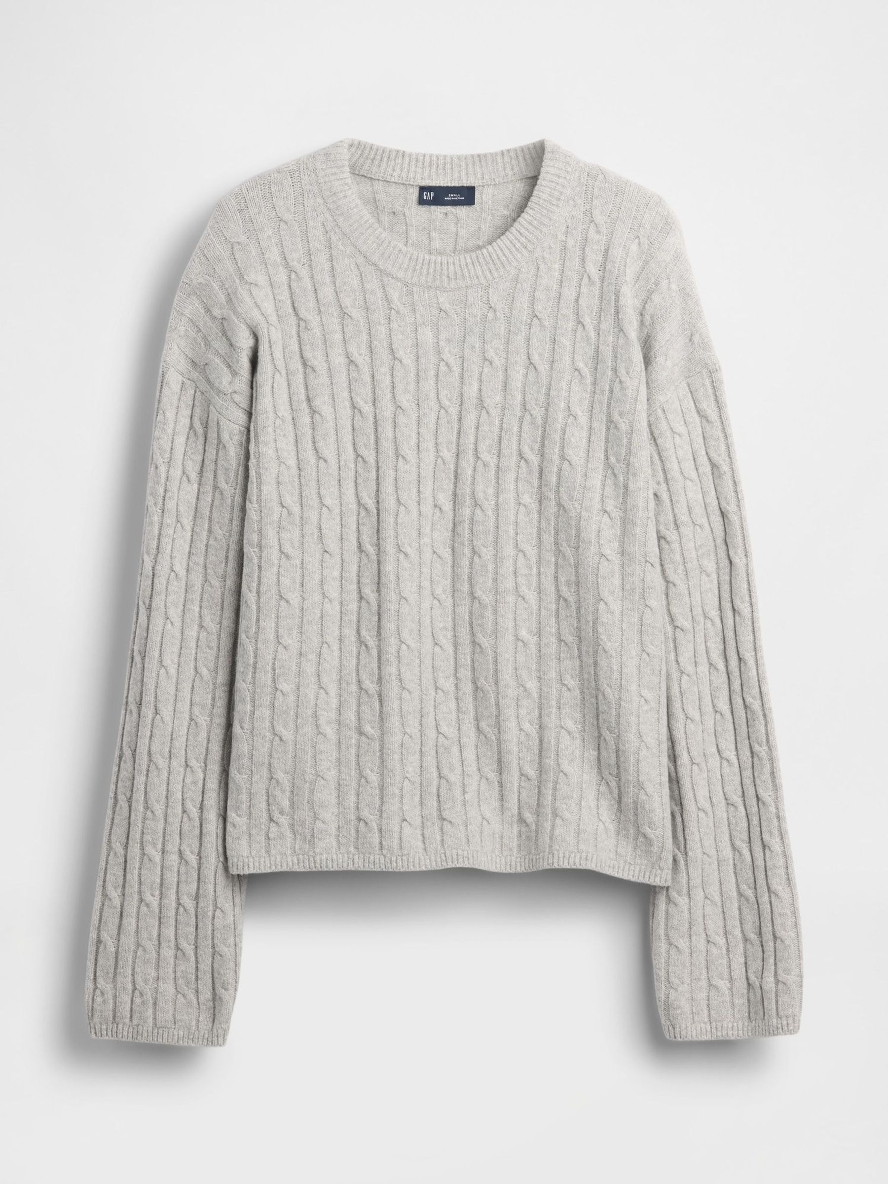 Grey CashSoft Cable-Knit Crew Neck Jumper (G07322) | £50