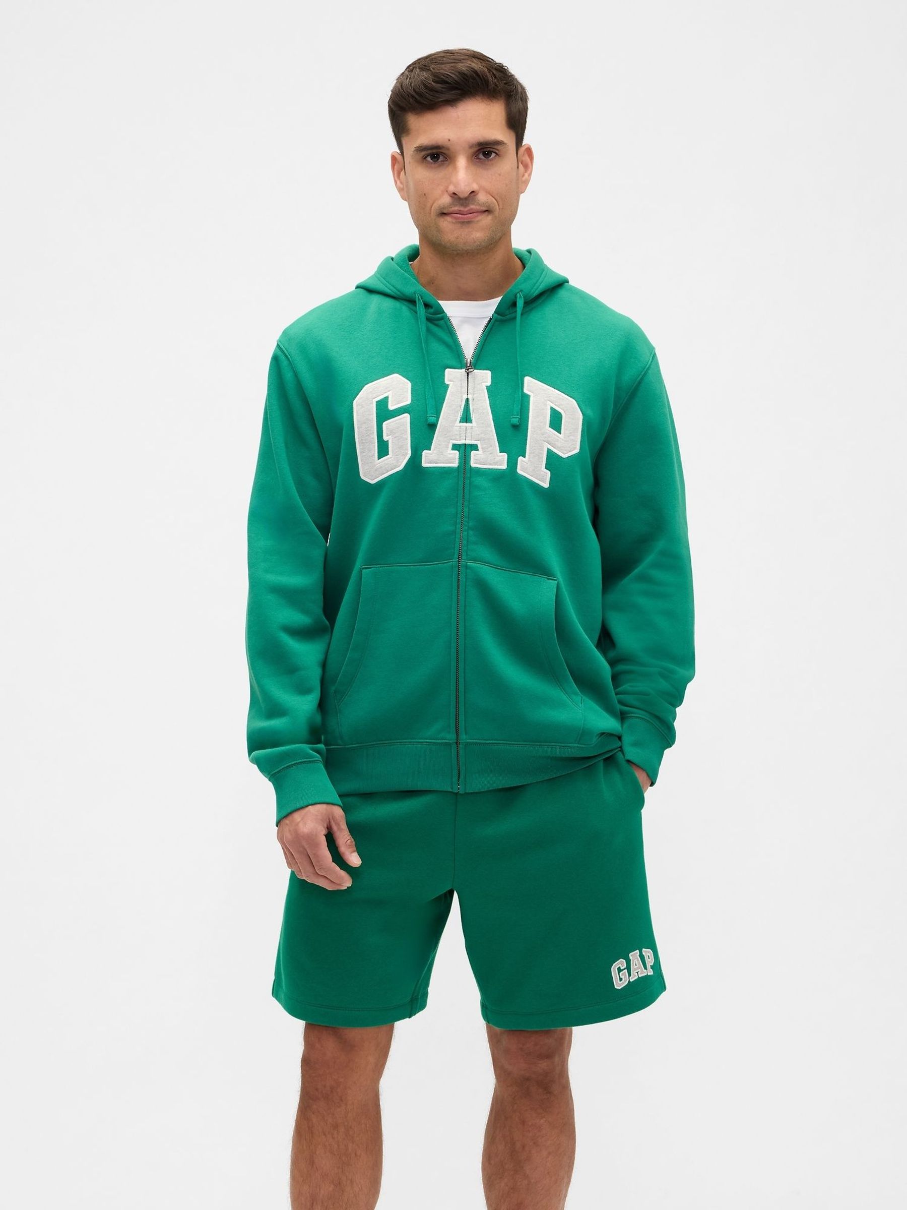 Green Relaxed Logo Zip Hoodie (G07335) | £40