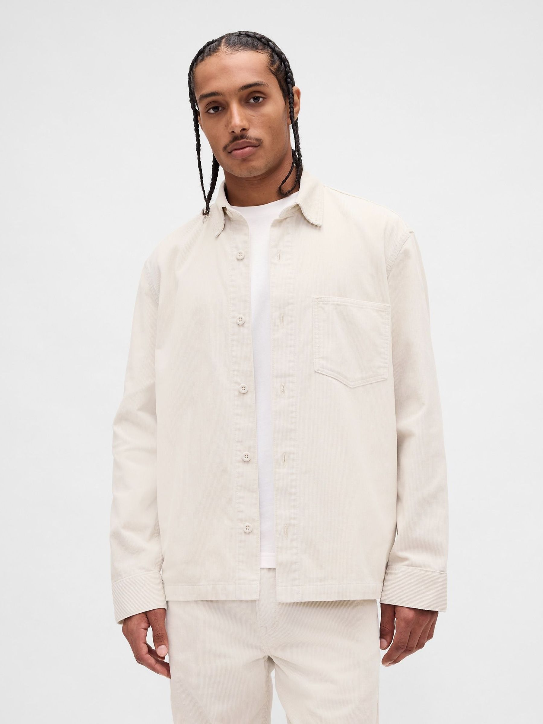 Grey Corduroy Shirt Jacket (G07344) | £60