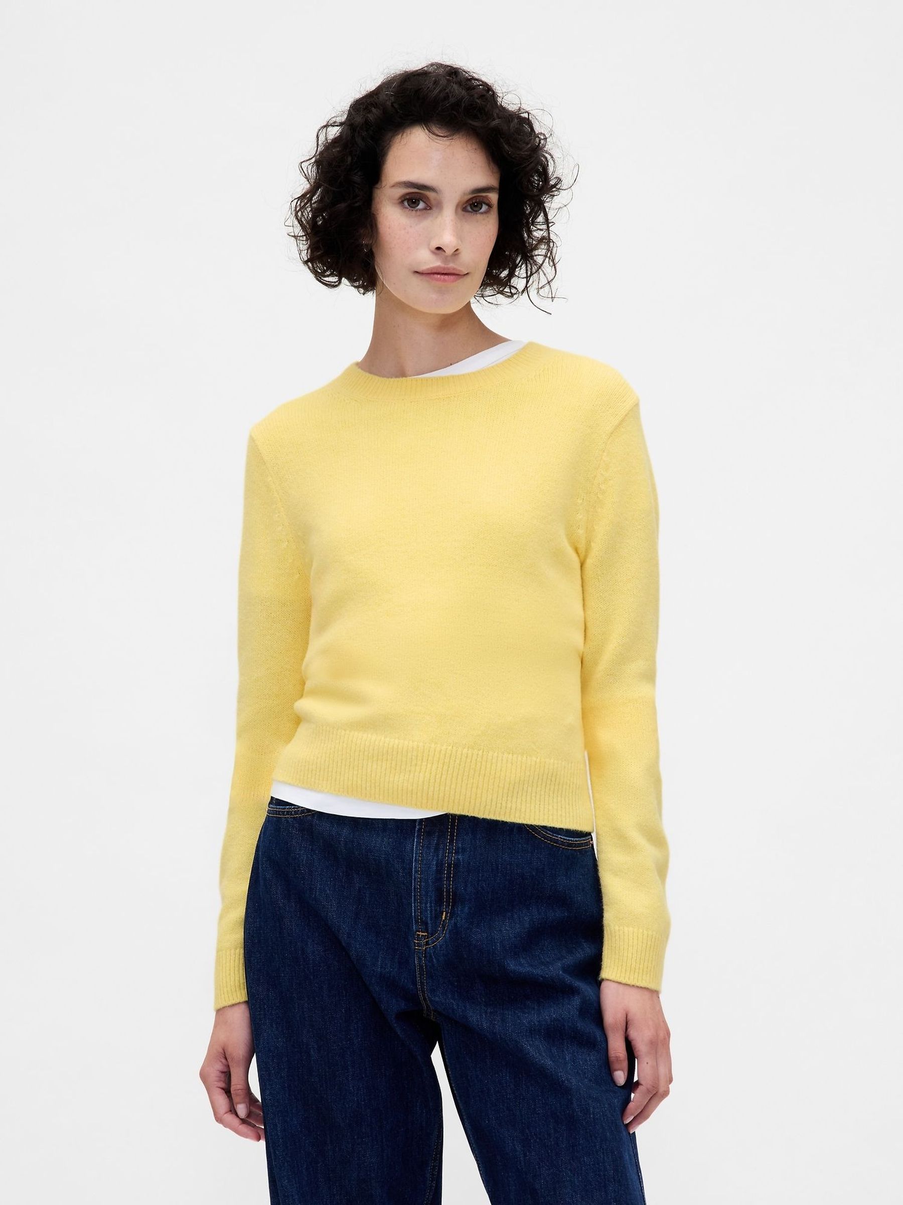 Yellow CashSoft Crew Neck Jumper (G07348) | £35