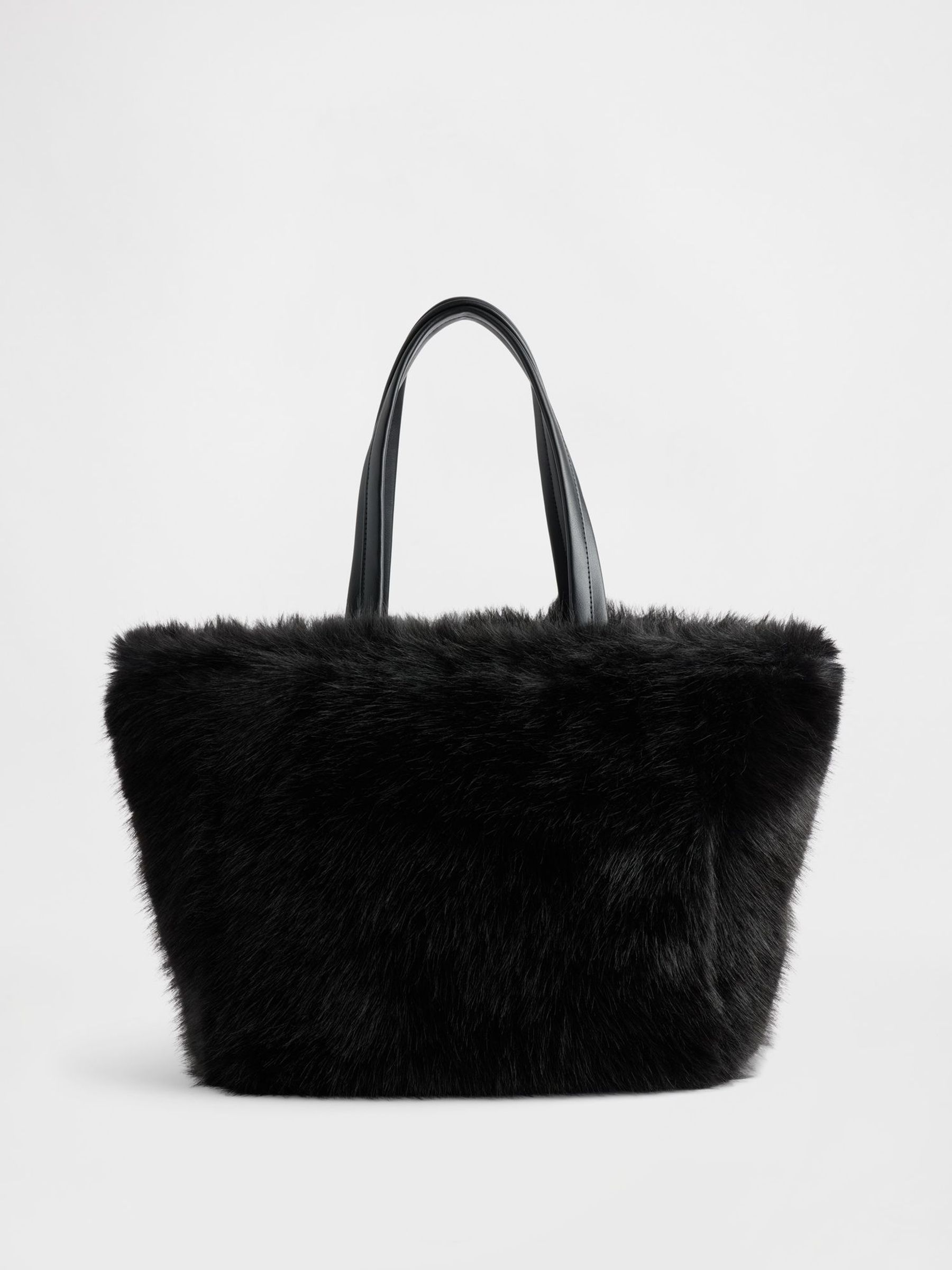 Black Faux Fur Slouchy Bag (G07353) | £45