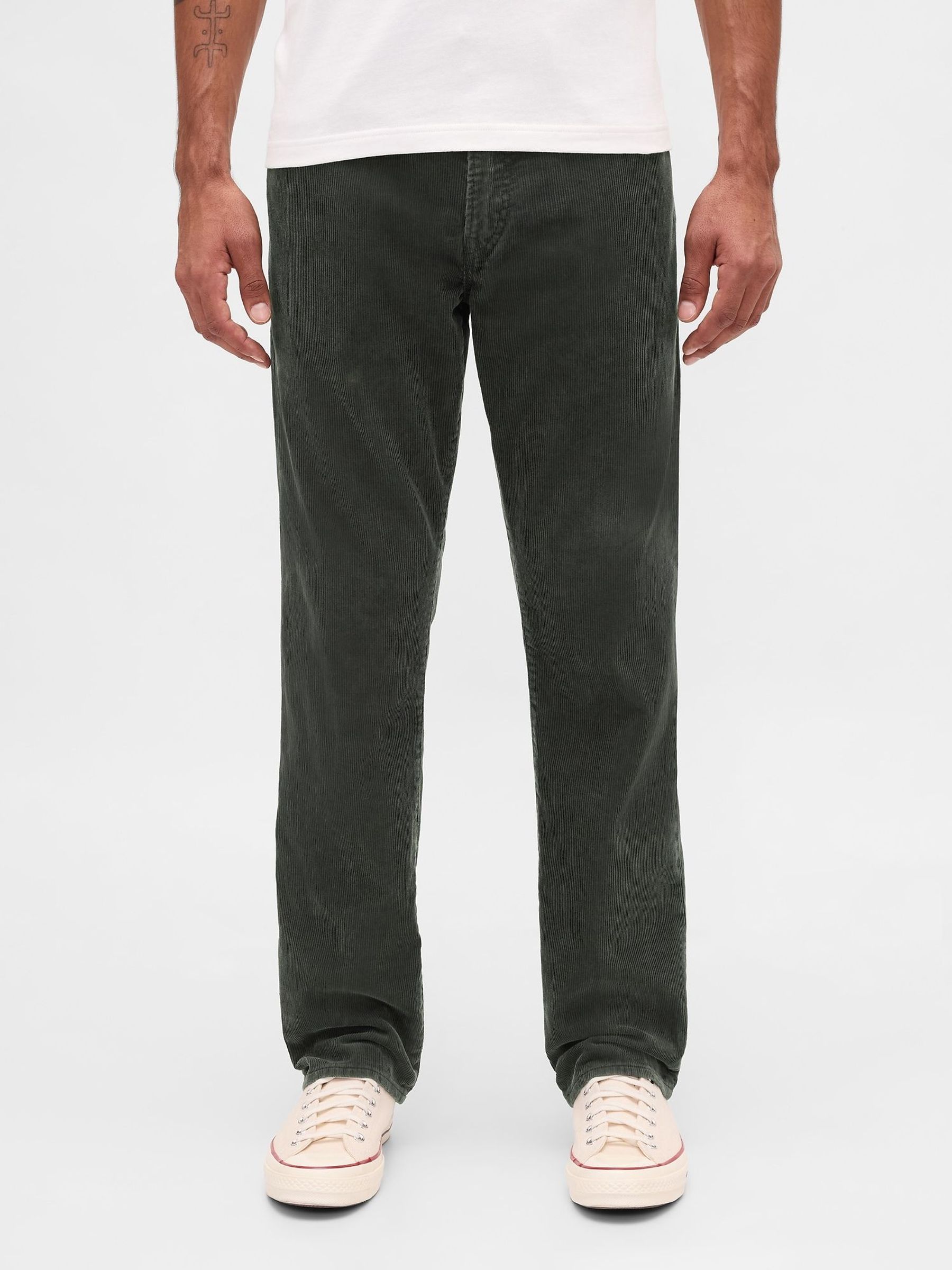 Green Corduroy Relaxed Straight Trousers (G07356) | £50