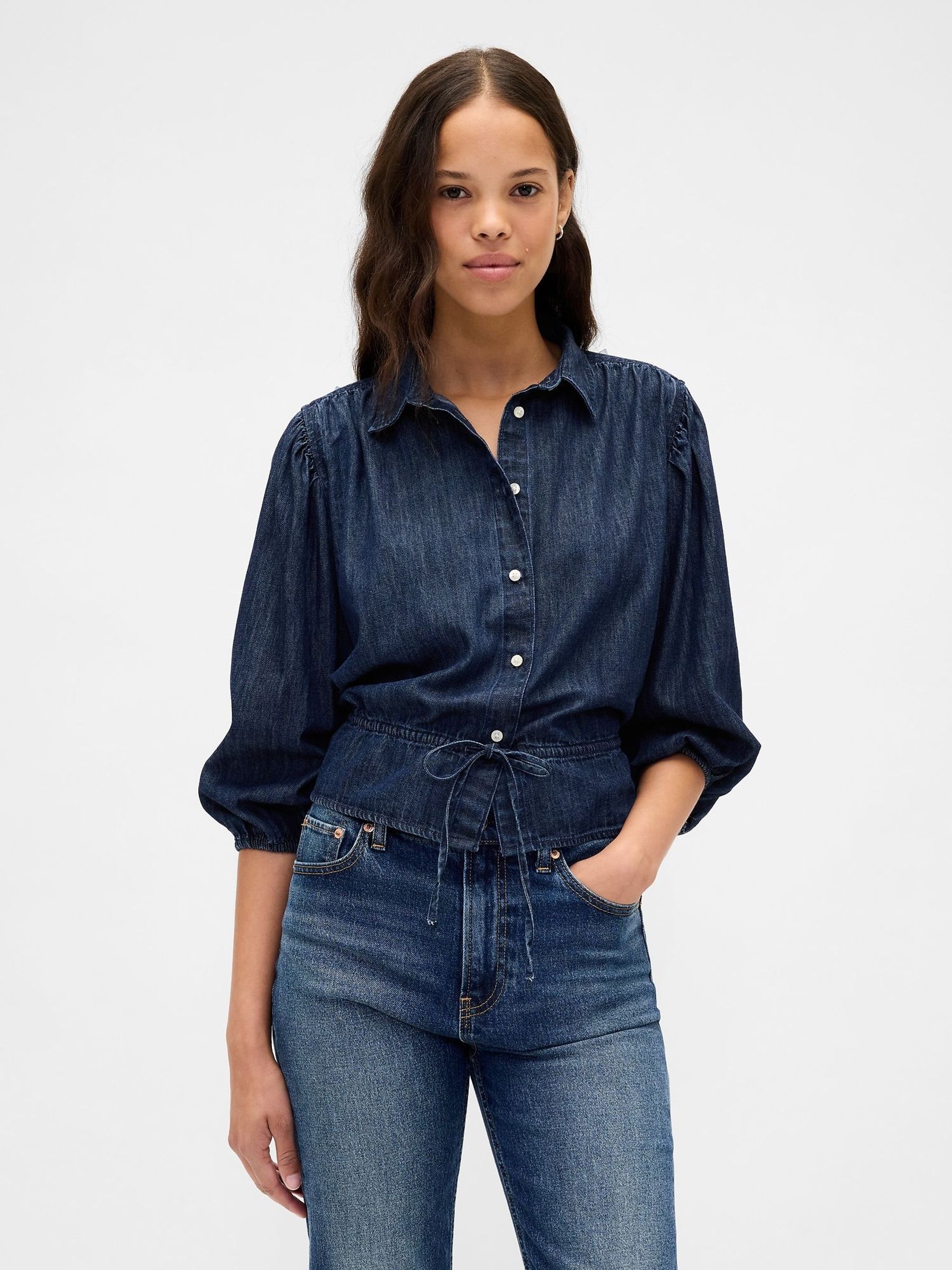 Blue Denim Elasticated Waist Top (G07358) | £60
