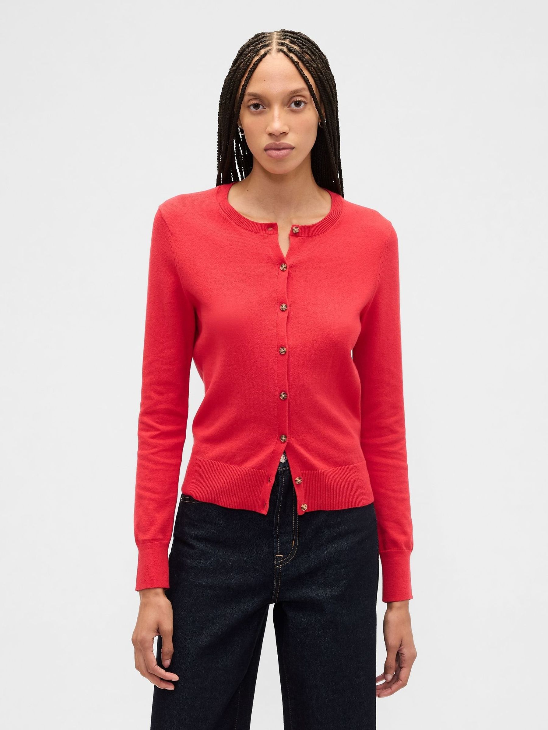 Red Crew Neck Cardigan (G07369) | £25