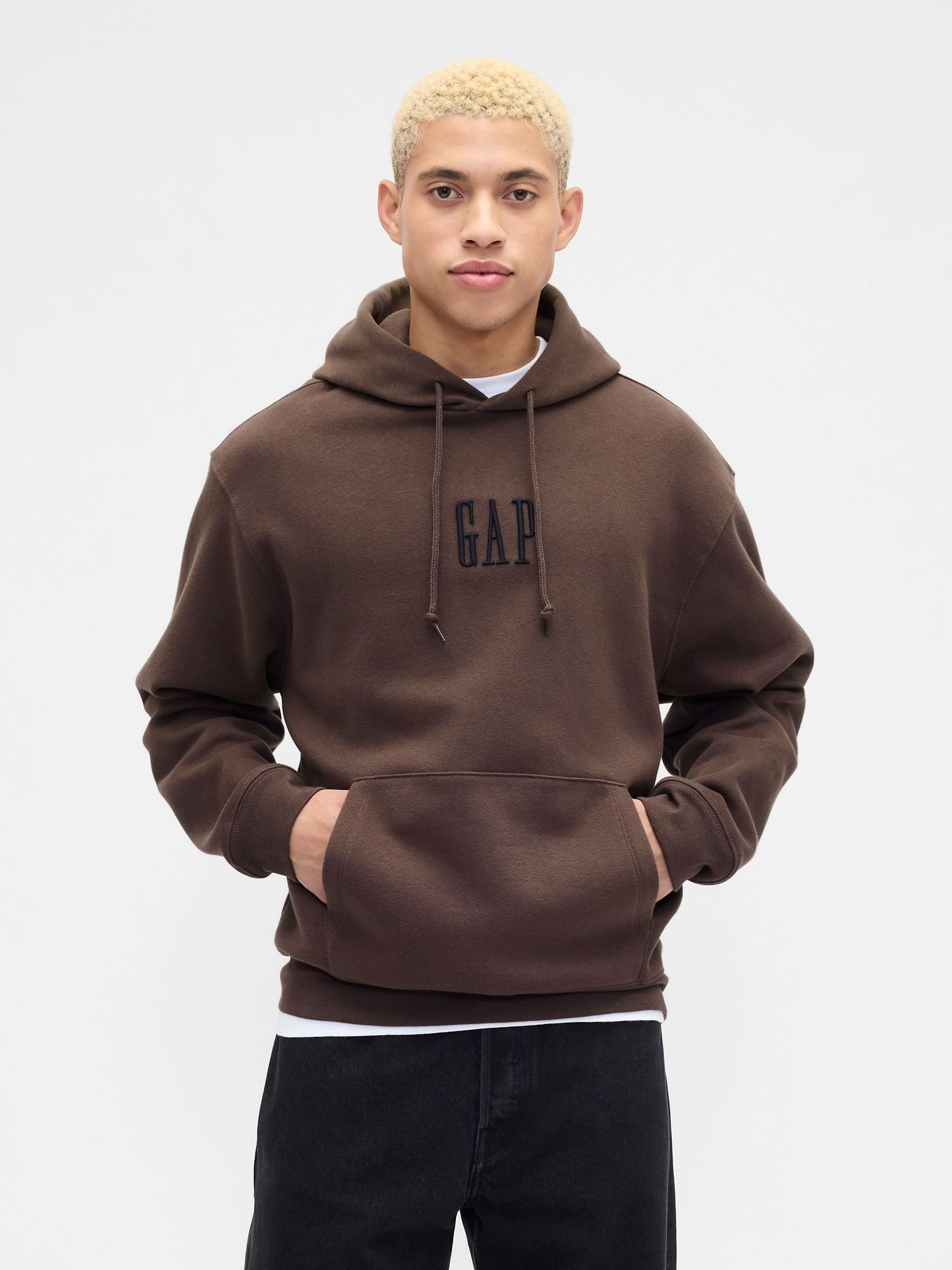 Brown Vintage Soft Oversized Mini Logo Hoodie (G07388) | £35