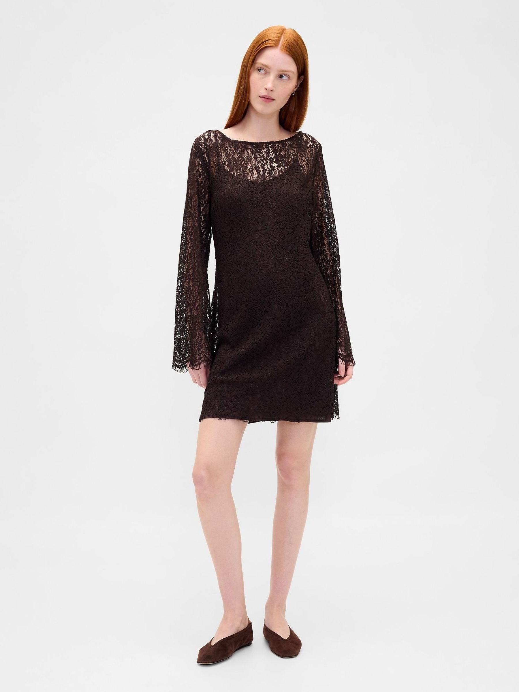 Black Lace Mini Shift Dress (G07416) | £80