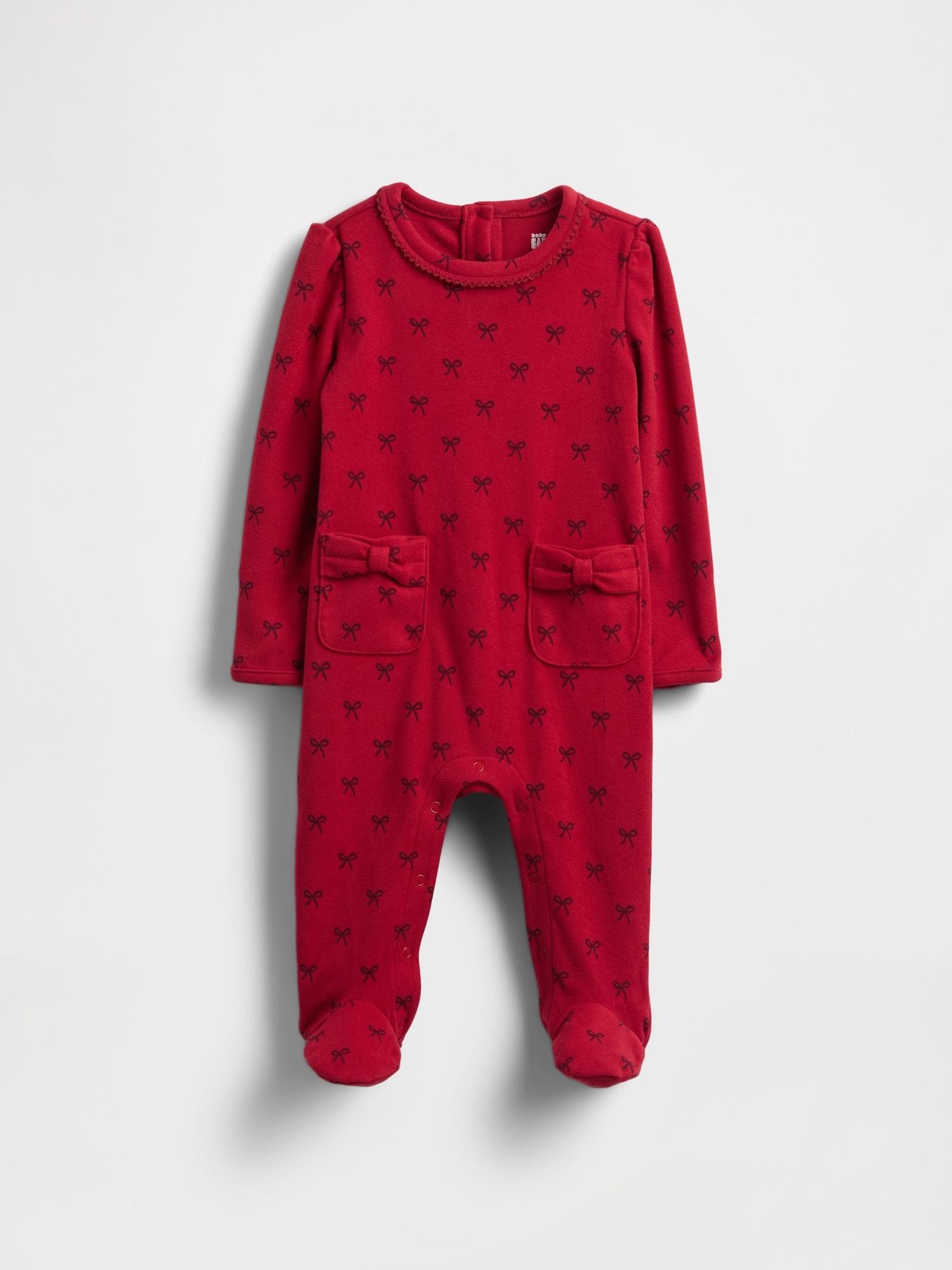 Red Softspun Bow Pocket Footed One-Piece Sleepsuit (G09961) | £25