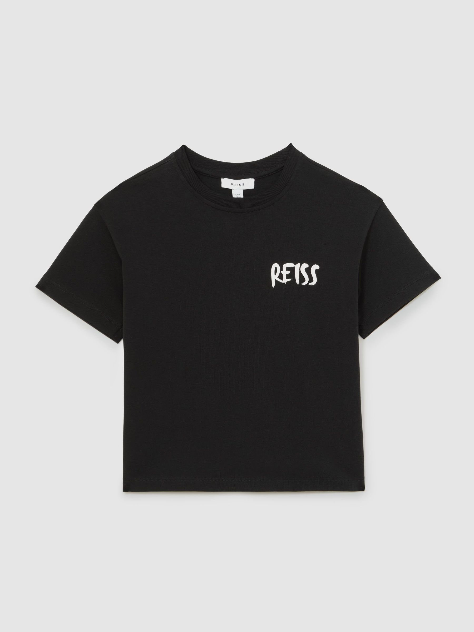 13-14 yrs Cotton Relaxed Logo-Print T-Shirt in Black (G11423) | £22