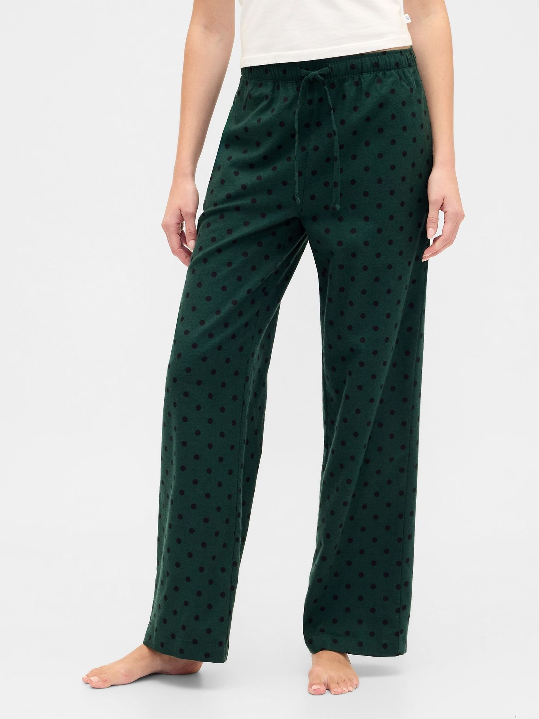 Green Flannel Pull On Pyjama Bottoms (G11607) | £30