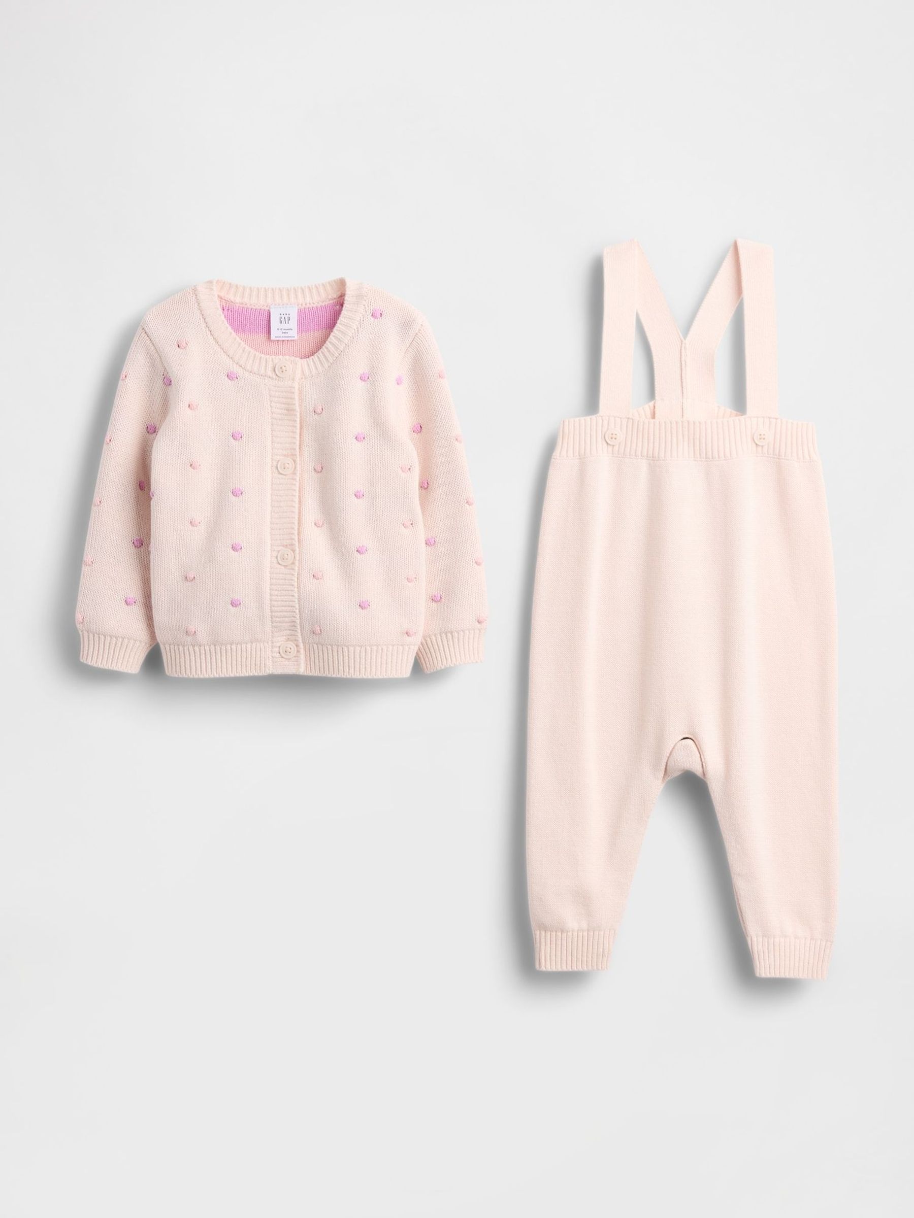 Pink Cardigan and overalls Outfit Set (G11628) | £50