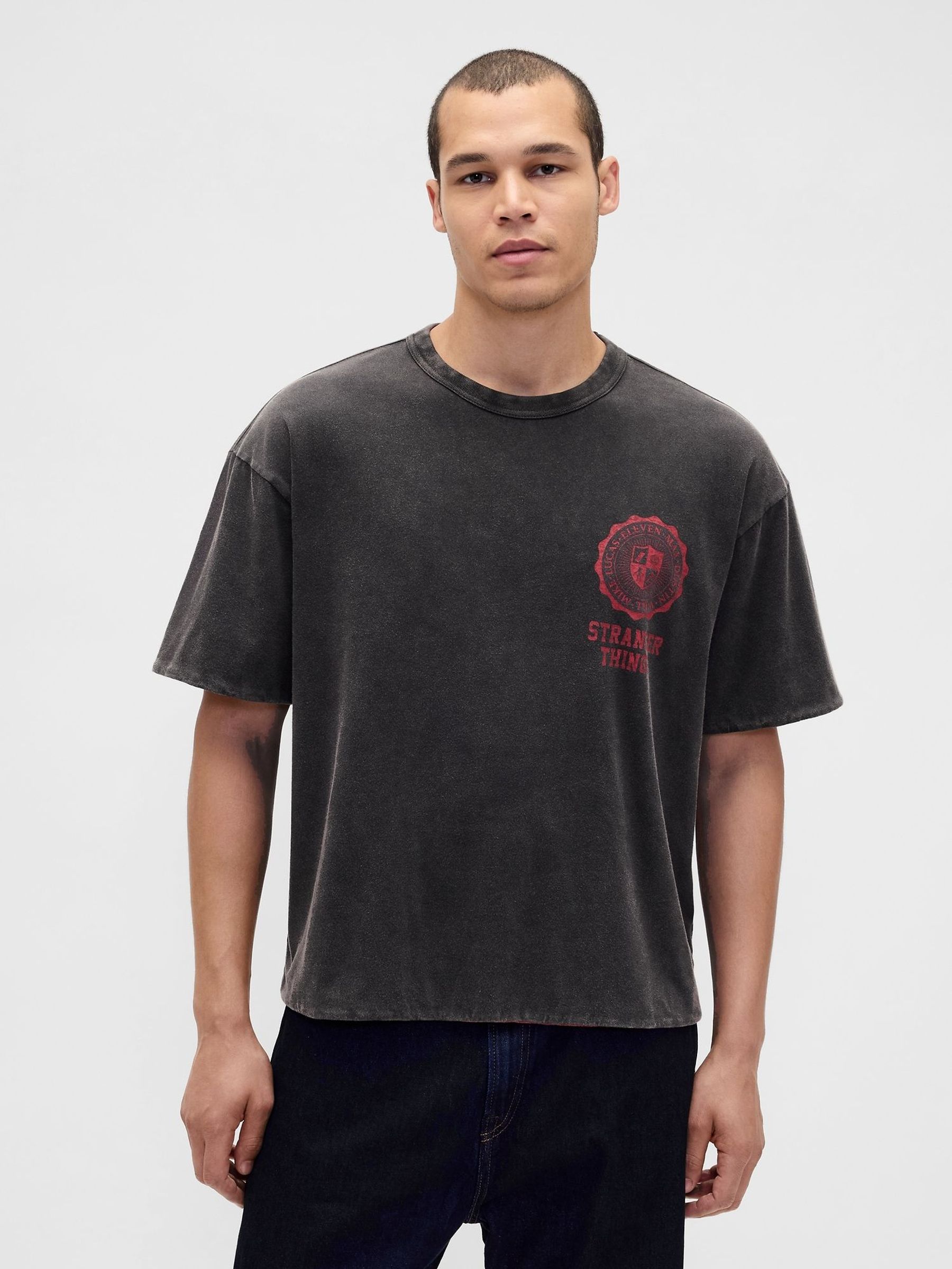 Black Stranger Things Reversible Graphic T-Shirt (G11629) | £60