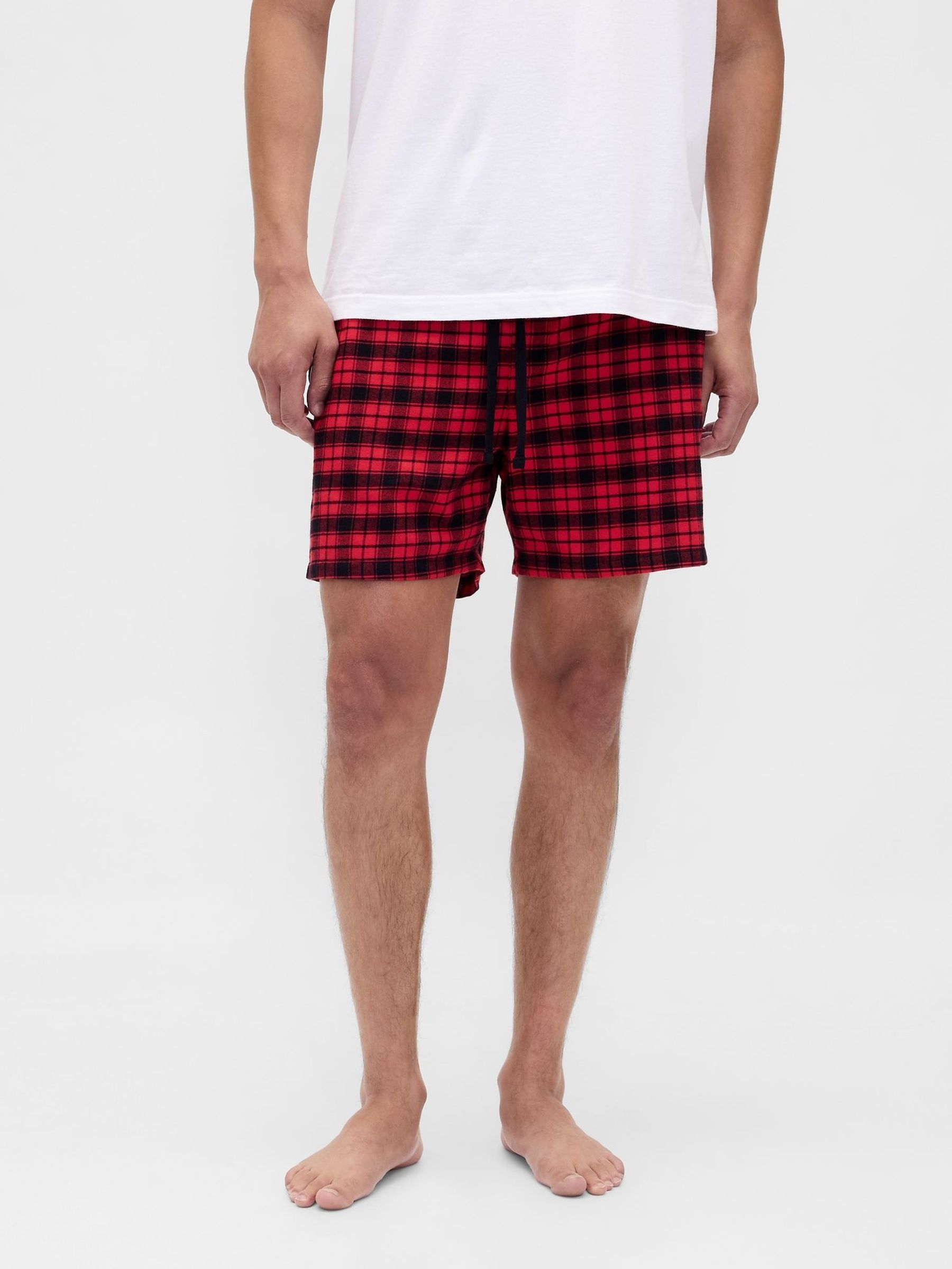 Red/Black Check Matching Family Softest Flannel pyjama Boxer Shorts (G11631) | £15