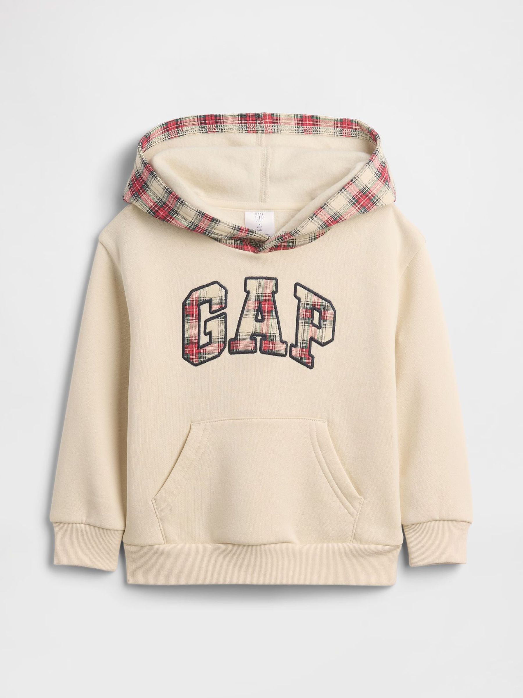 Cream/Red Check Relaxed Logo Hoodie (G11660) | £18