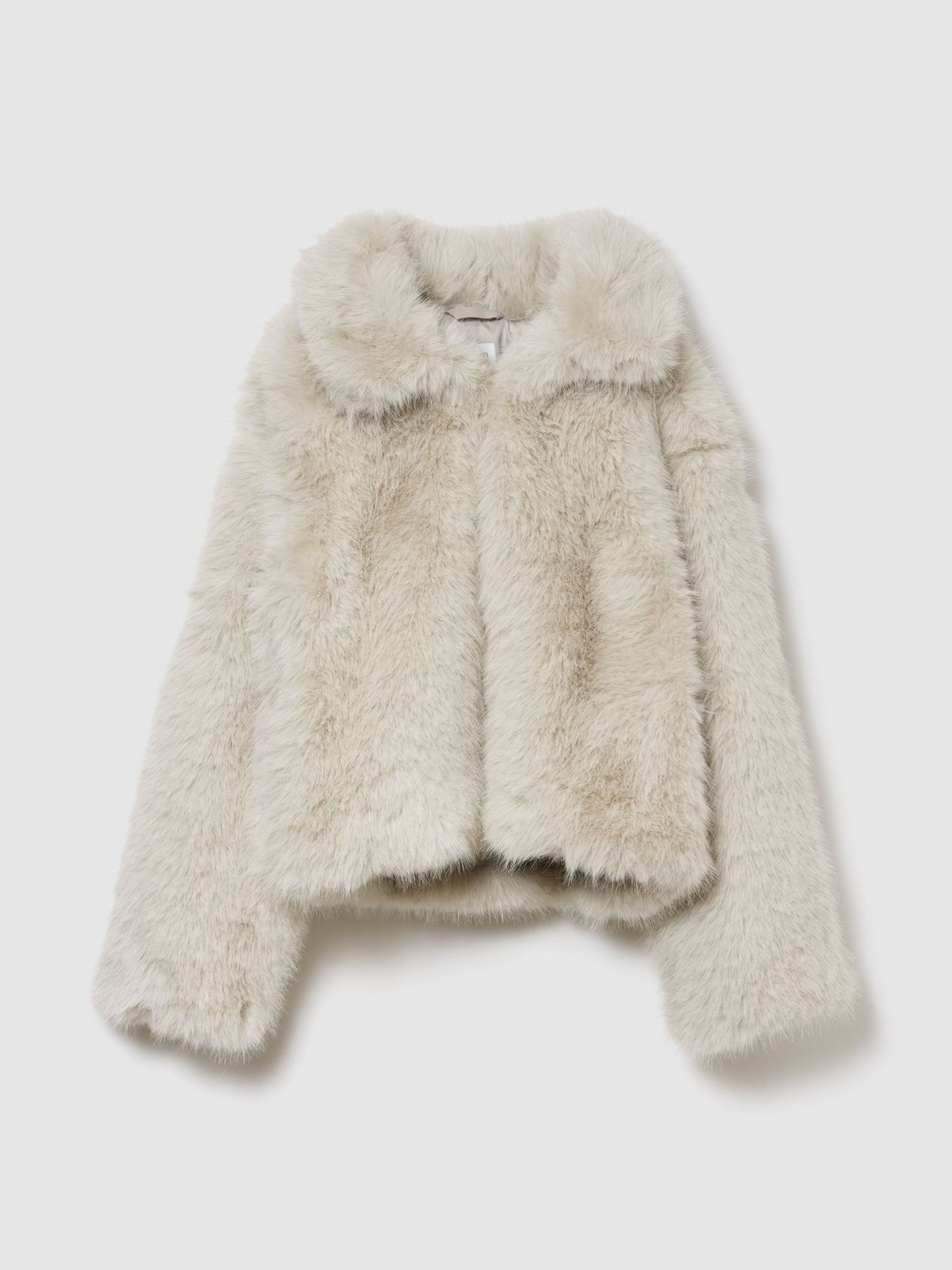 Cream Faux Fur Crop Coat (G11694) | £50