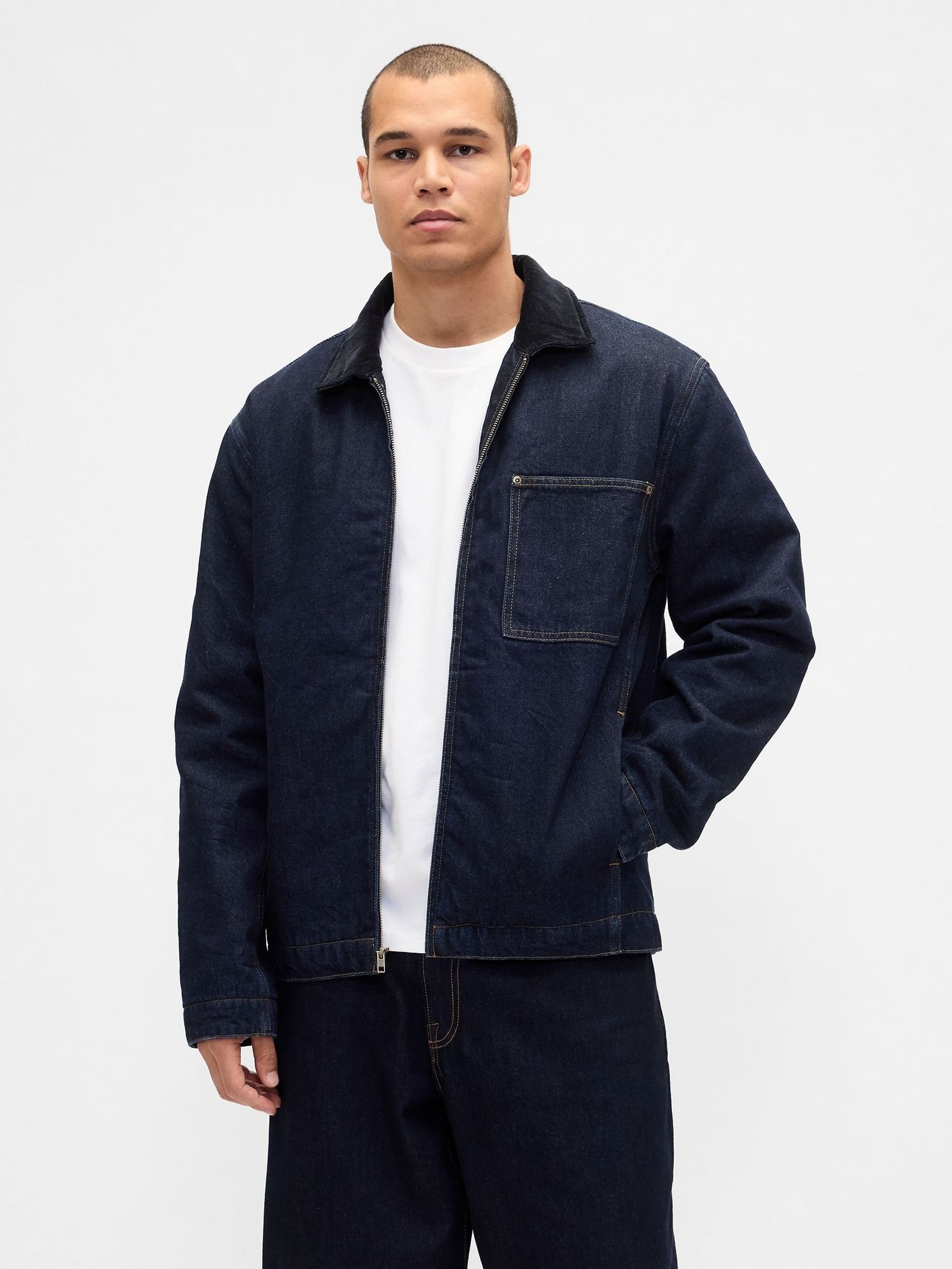Blue Denim Lined Zip Chore Jacket (G11696) | £105
