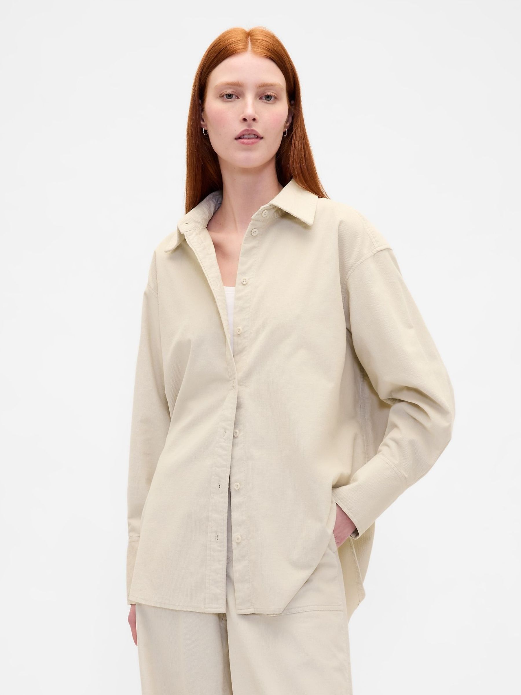 Beige Corduroy Big Shirt (G11703) | £50