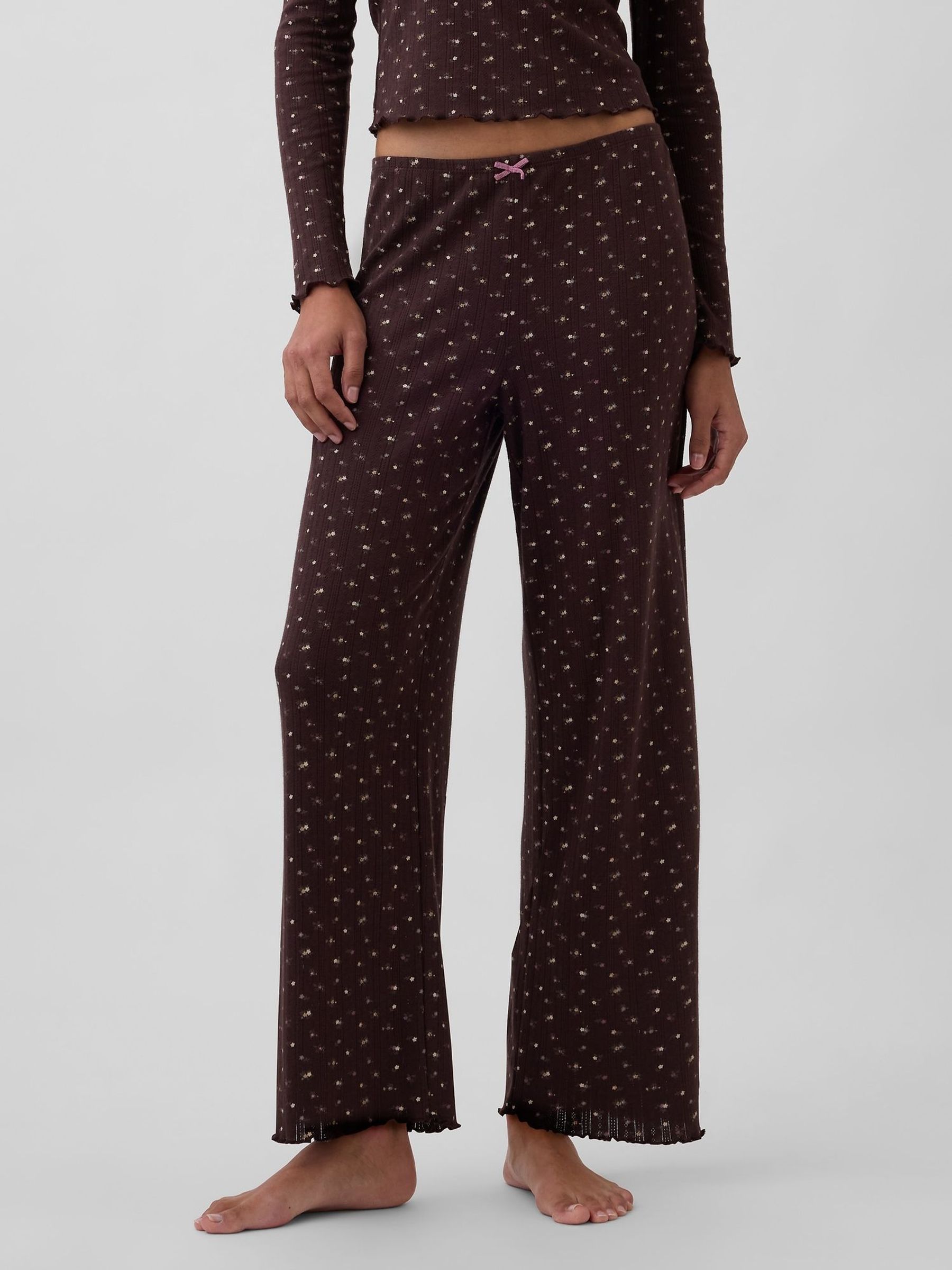Brown Pointelle Pyjama Bottoms (G11727) | £25