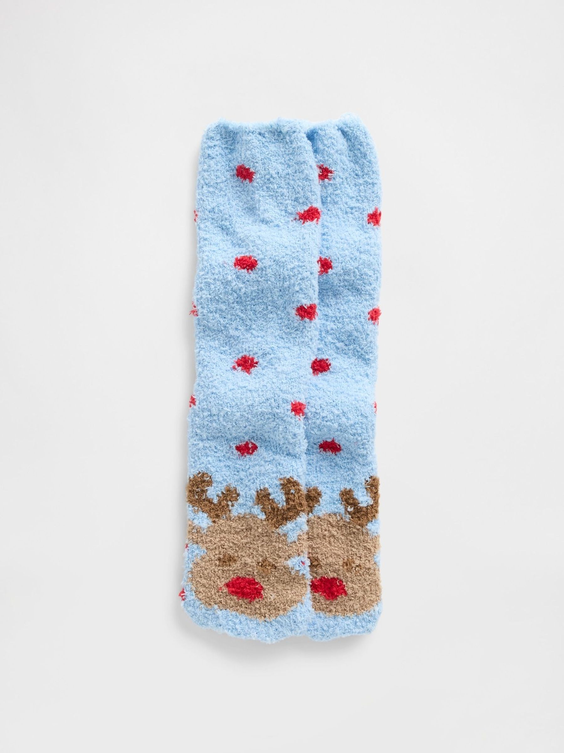 Cosy Blue Reindeer Adult Fluffy Socks (G13443) | £7