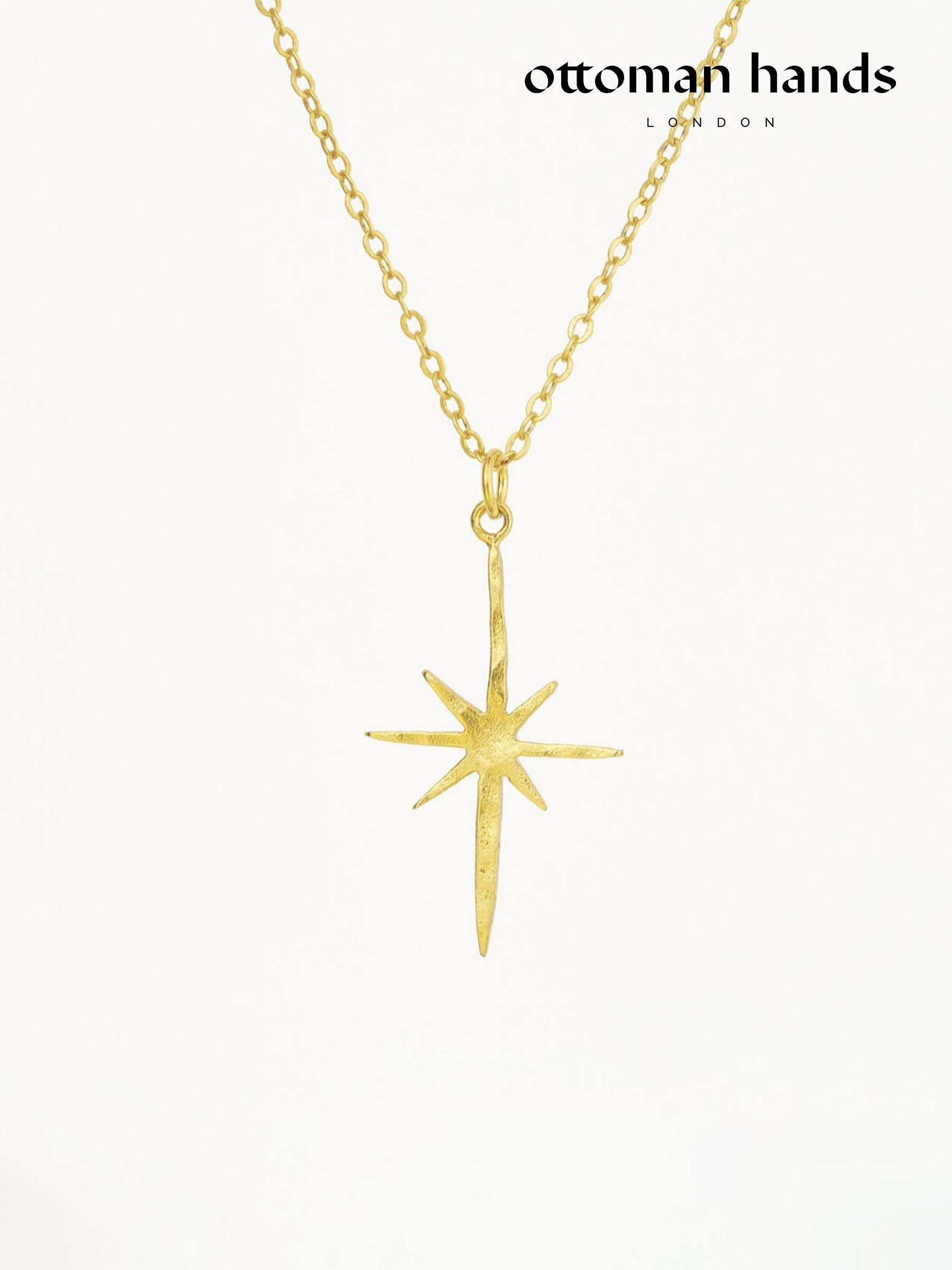 Ottoman Hands Gold Tone Northern Star Necklace (G13514) | £45