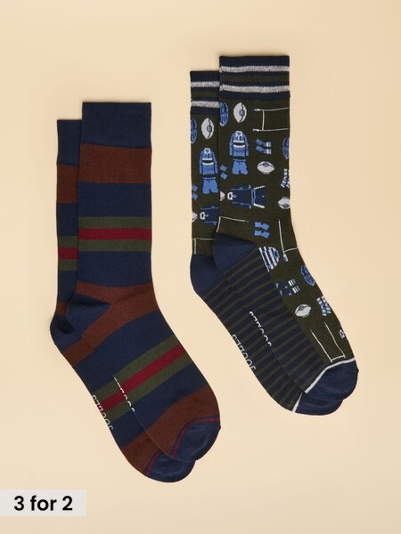 Green Rugby - Regular Socks 2 Pack (size 7-12)