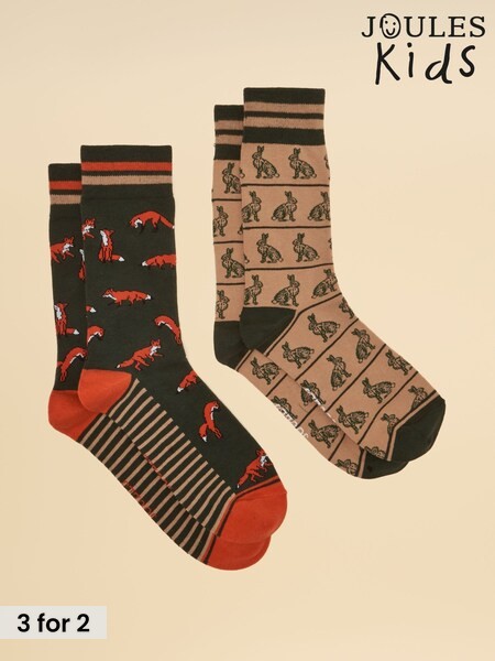 Green Fox - Regular Socks 2 Pack (size 7-12)