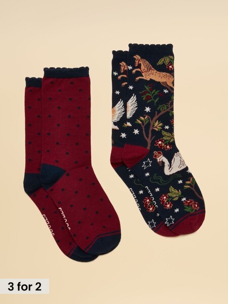 Navy & PInk - Cotton Blend Socks 2 Pack (size 4-8)