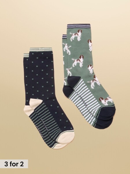Green Dog - Cotton Blend Socks 2 Pack (size 4-8)