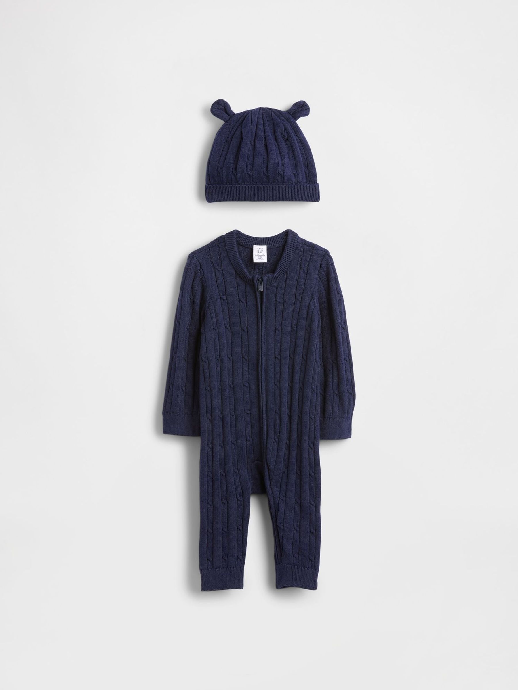 Navy Blue Cable-Knit One-Piece Outfit Sleepsuit Set (G14566) | £40