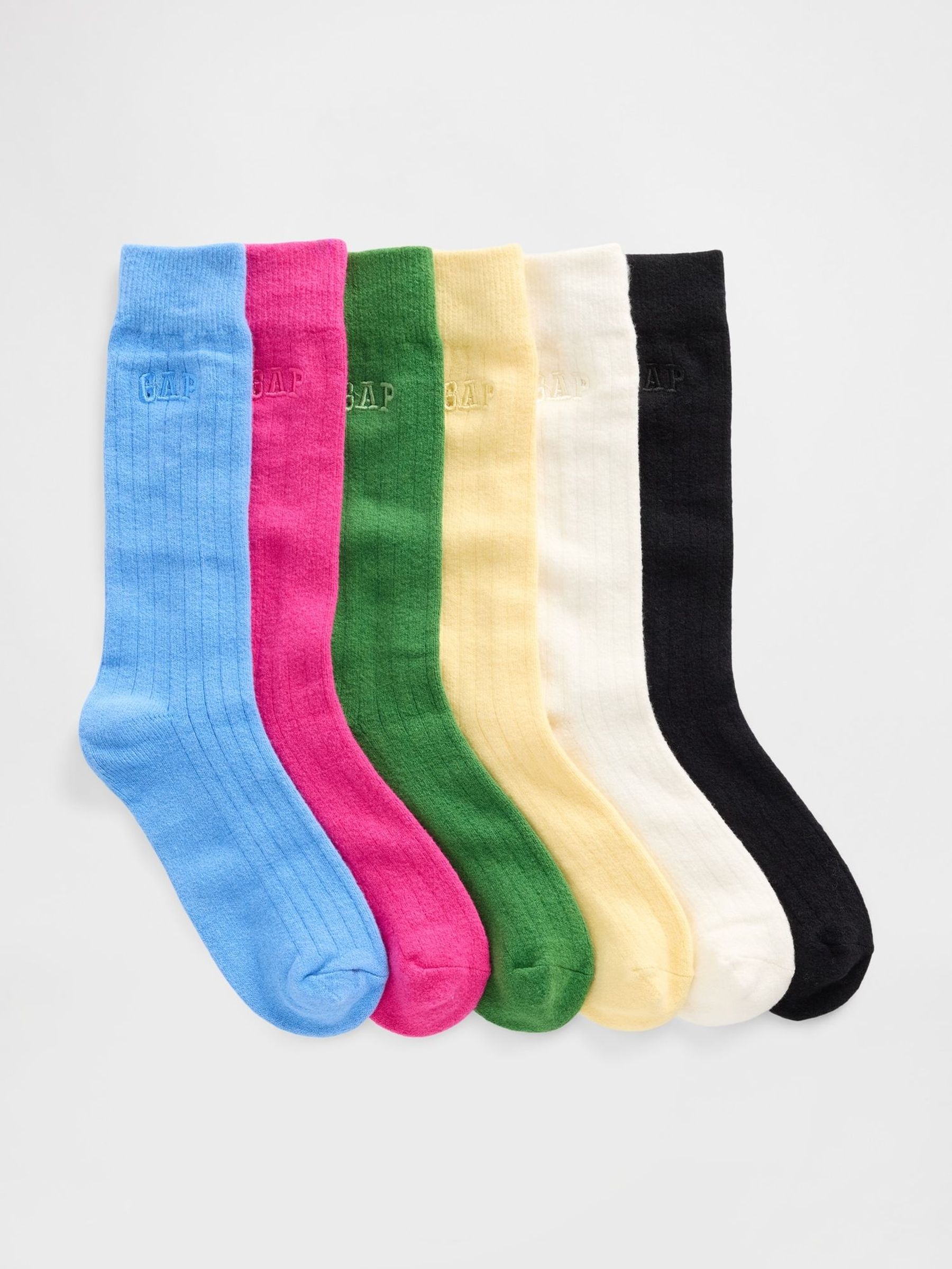 Multi CashSoft Logo Crew Socks Gift Set 7 Pack (G14635) | £60