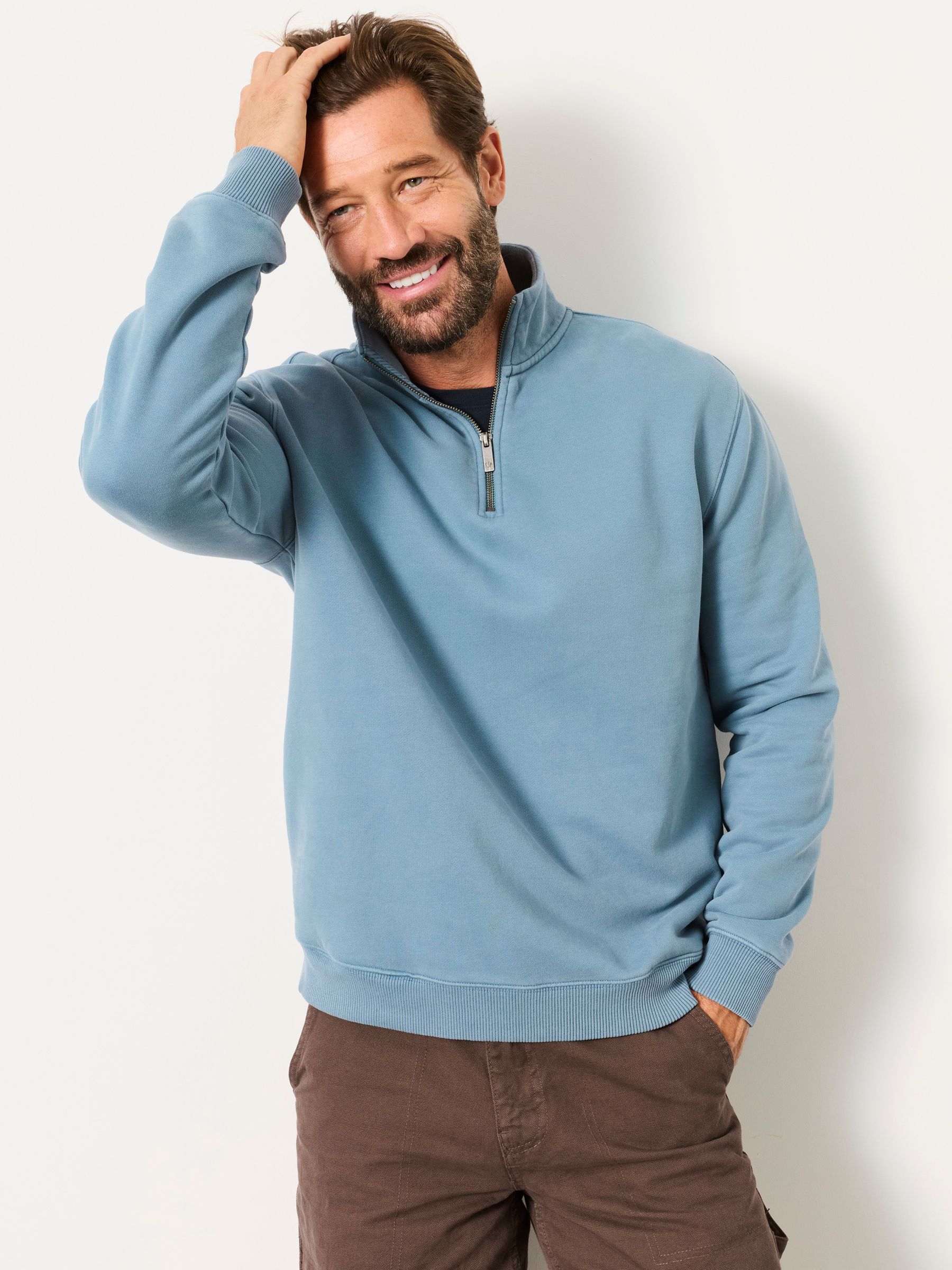 Dusky Blue - Regular Quarter Zip Sweatshirt