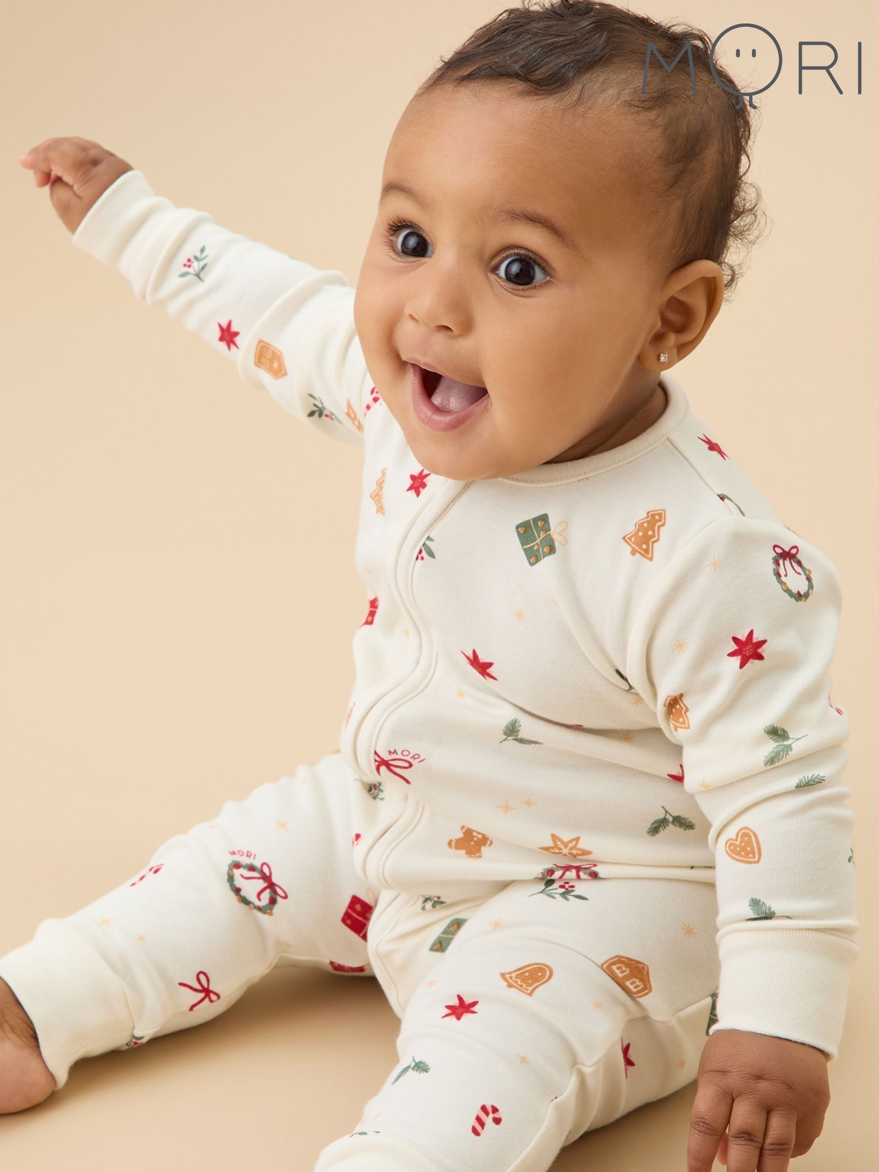 MORI White Supersoft Zip Up Sleepsuit (G18729) | £34