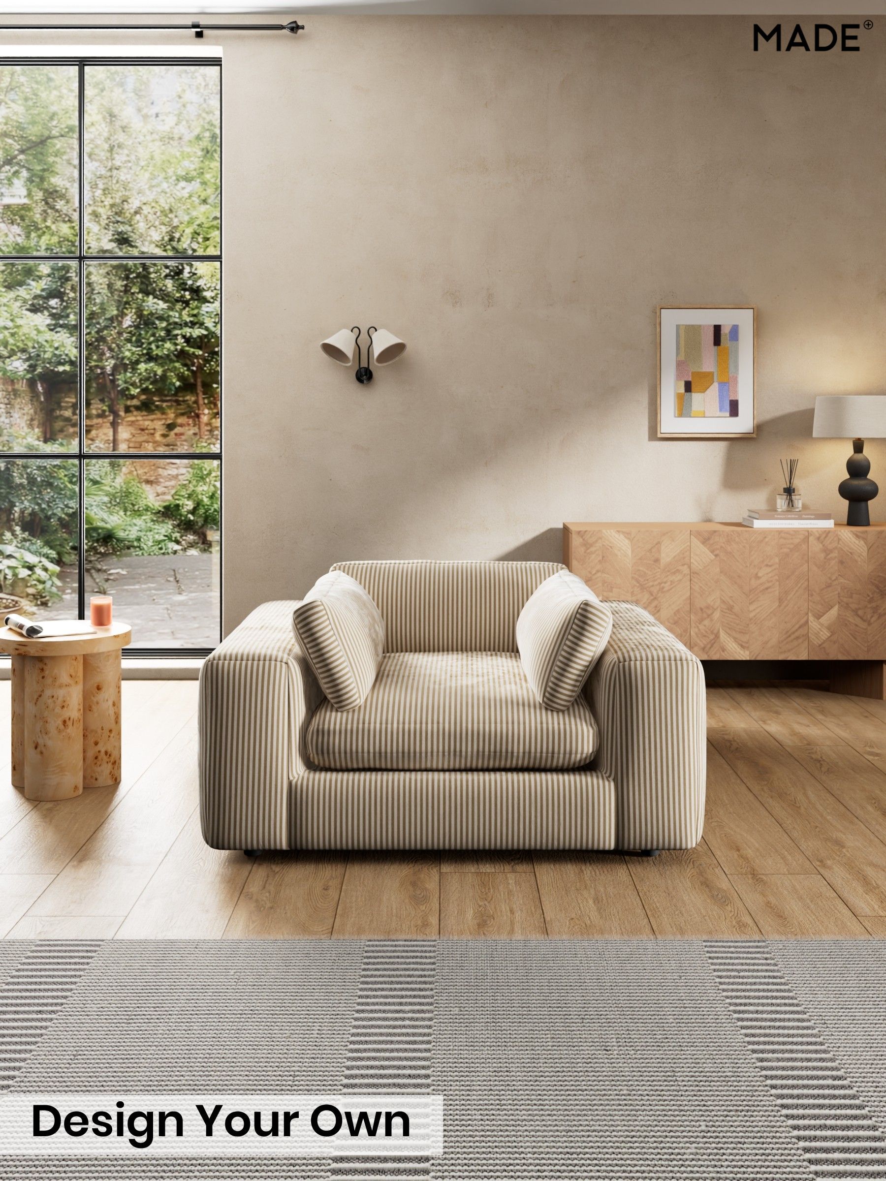 Velvet Stripe/Beige Natural - Alec By Made