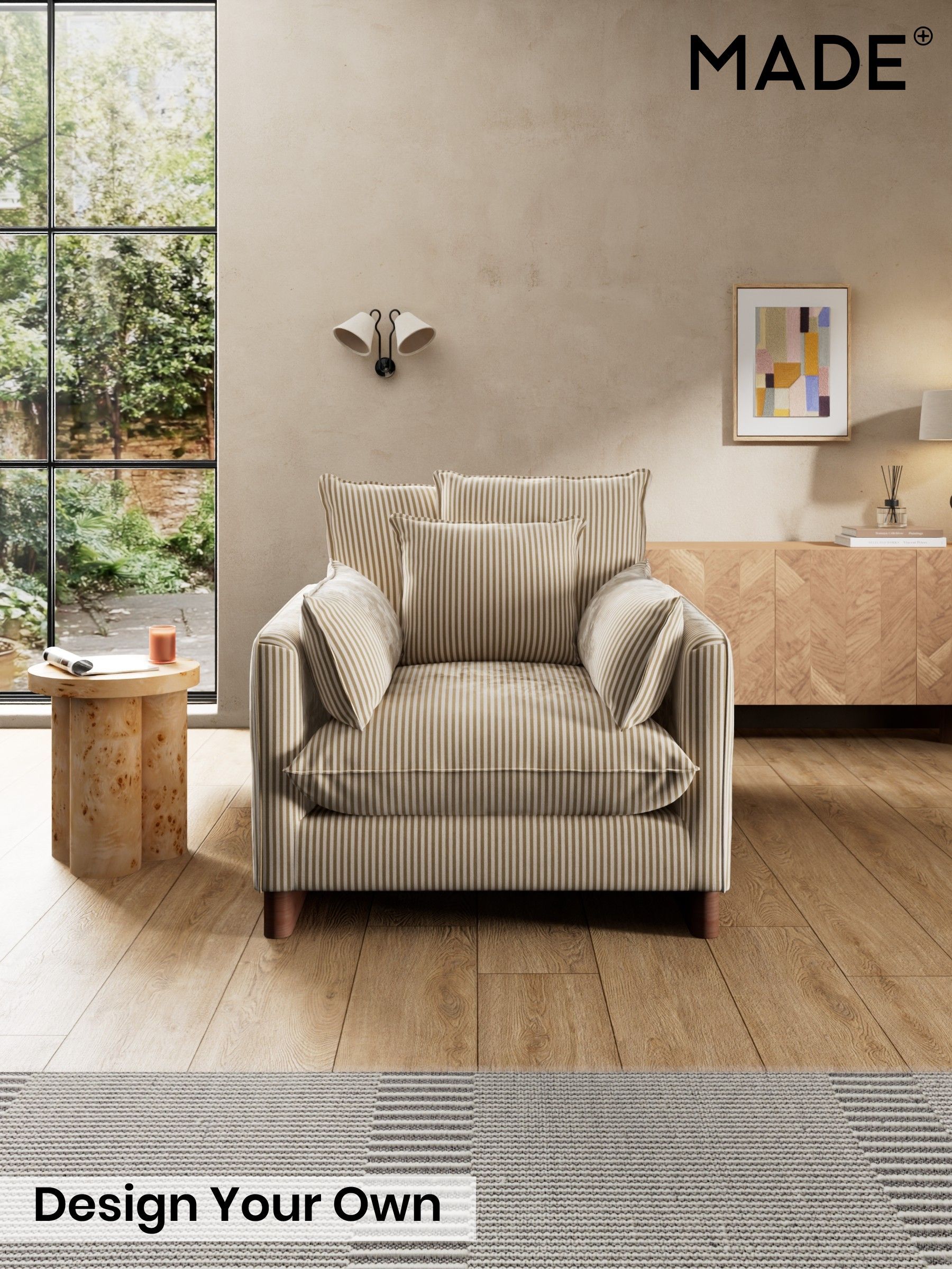 Velvet Stripe/Beige Natural - Whitby Scatter Back By Made